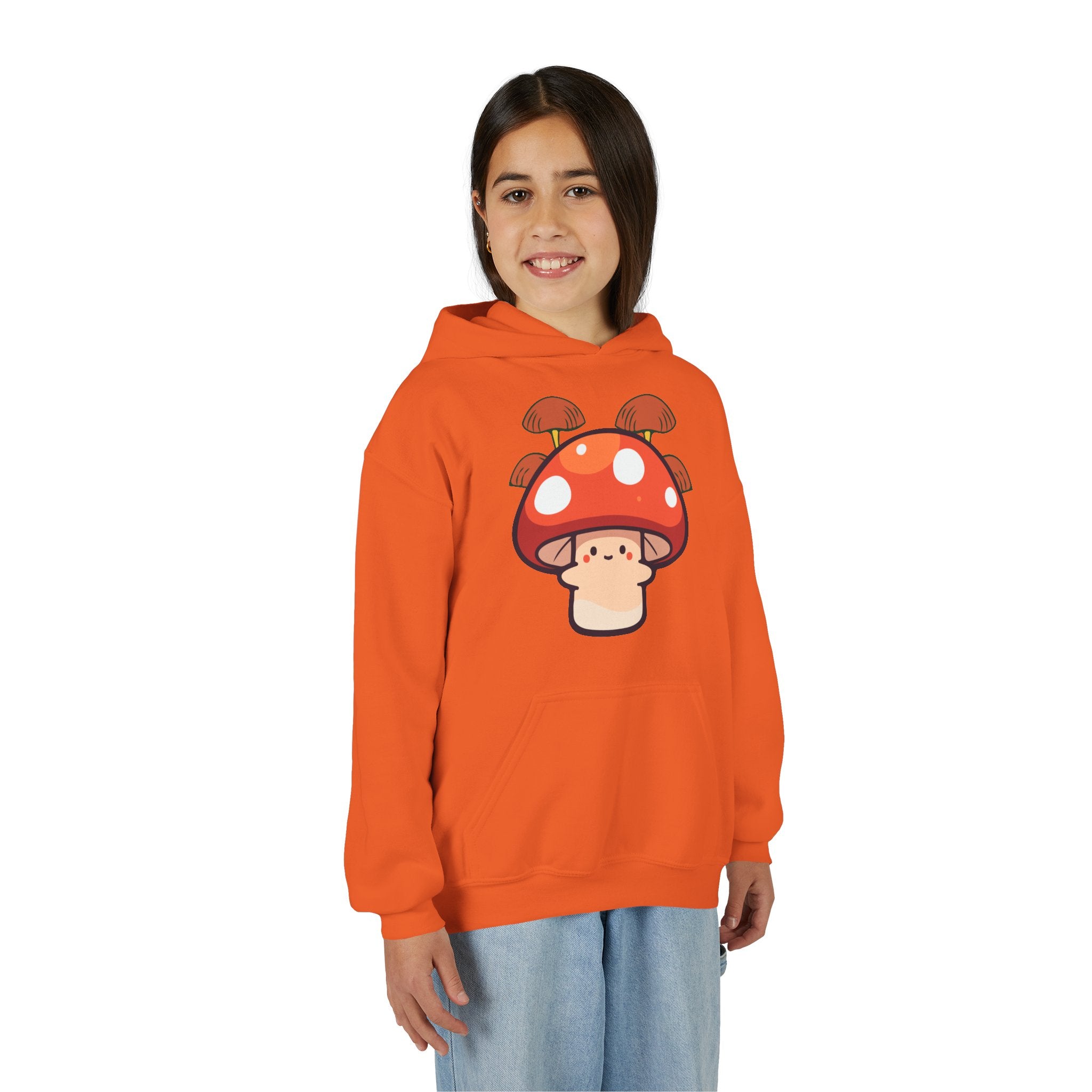 Cute Mushroom Youth Hoodie, Cozy Mushroom Sweatshirt for Kids, Perfect for Fall, Gifts for Young Nature Lovers, Fun Casual Wear