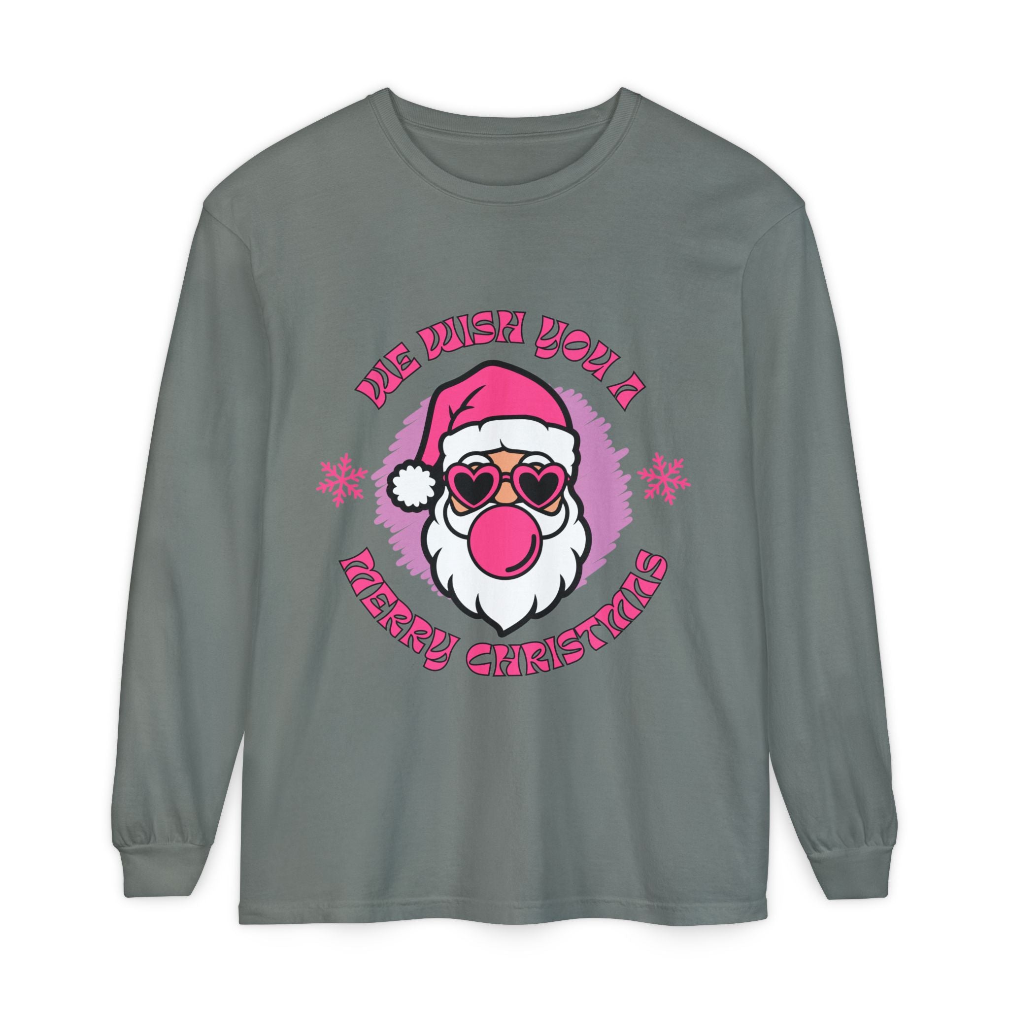 Merry Christmas Long Sleeve T-Shirt, Unisex Festive Tee, Holiday Wear, Santa Design Apparel, Christmas Gift Idea, Relaxed Fit Shirt