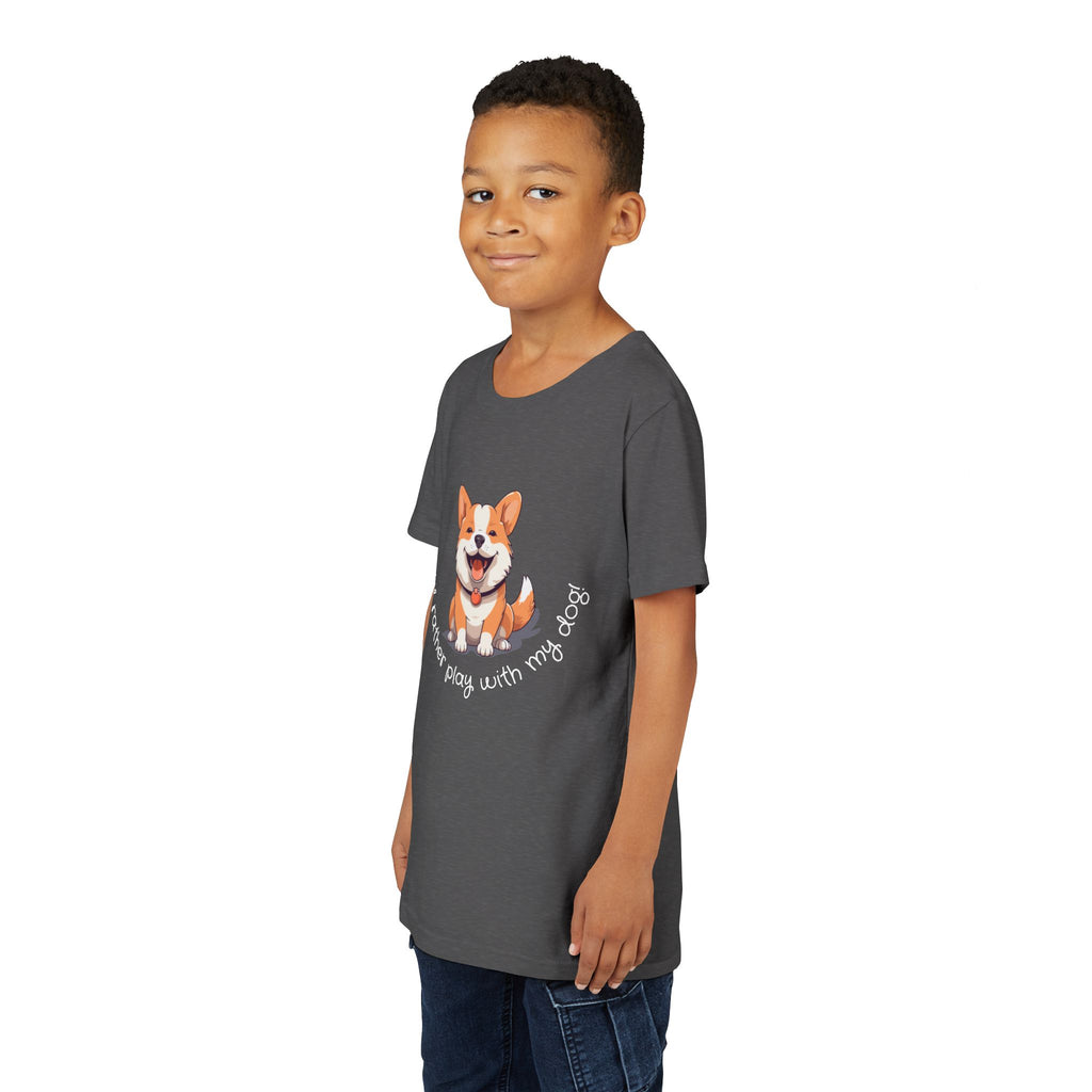 Youth Dog Lover Tee, Kids Corgi Shirt, Playful Dog T-Shirt, Pet Lover Gift, Children's Animal Apparel