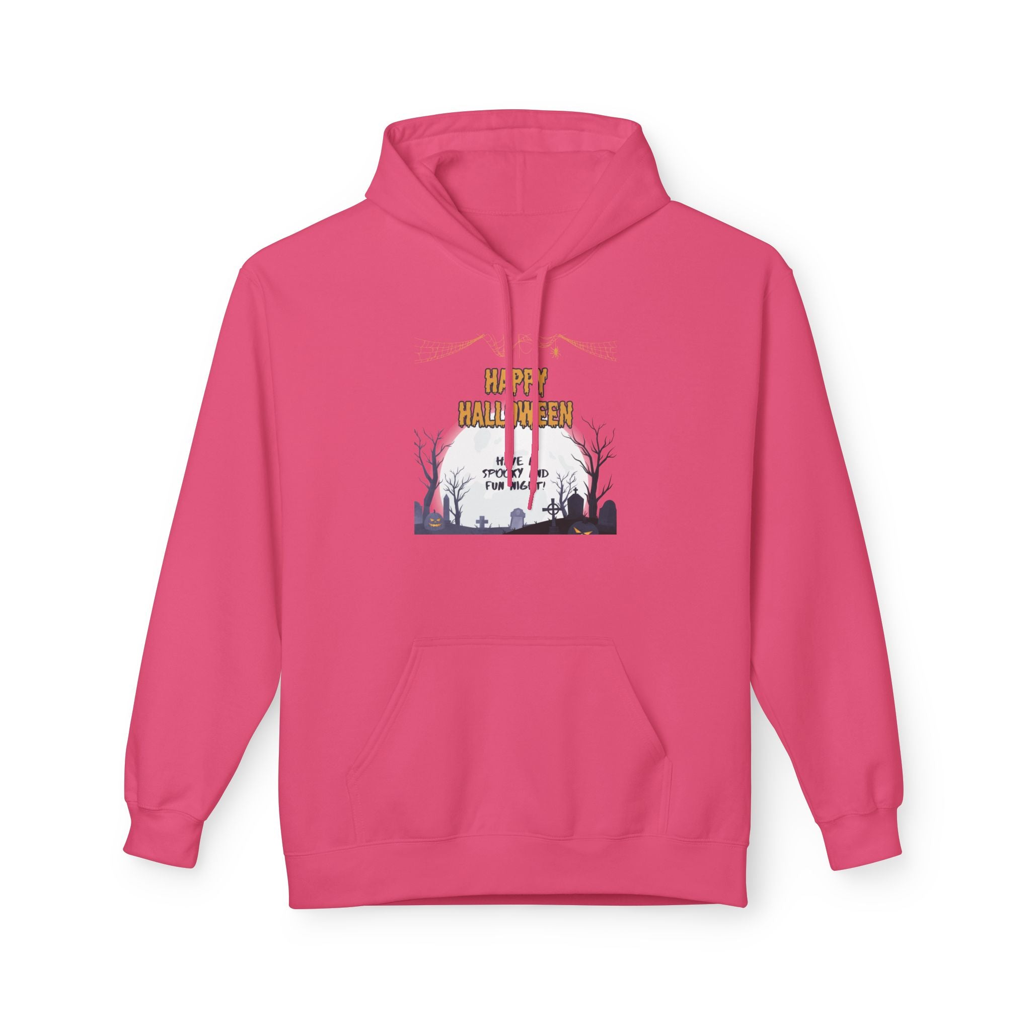 Spooky Halloween Fleece Hoodie, Unisex Softstyle Hoodie, Cozy Fall Apparel, Trick or Treat Sweater, Perfect for Halloween Parties