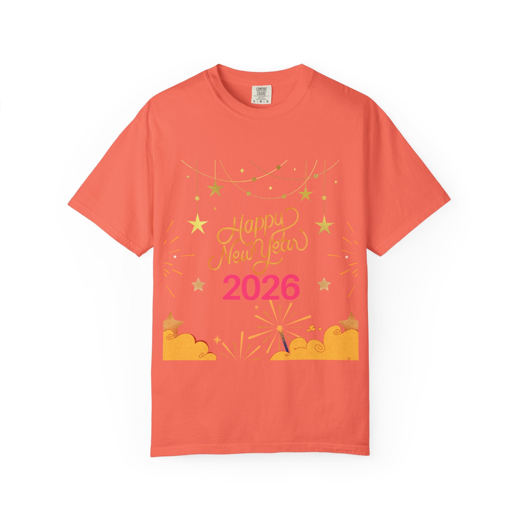 New Year Celebration T-Shirt | Unisex Garment-Dyed Tee with Happy New Year 2026 Design, Festive Apparel, Holiday Gift, Party Wear