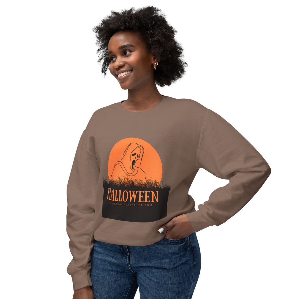 Halloween Ghost Unisex Lightweight Crewneck Sweatshirt, Fall Fashion, Cozy Gift, Halloween Party, Spooky Season Apparel