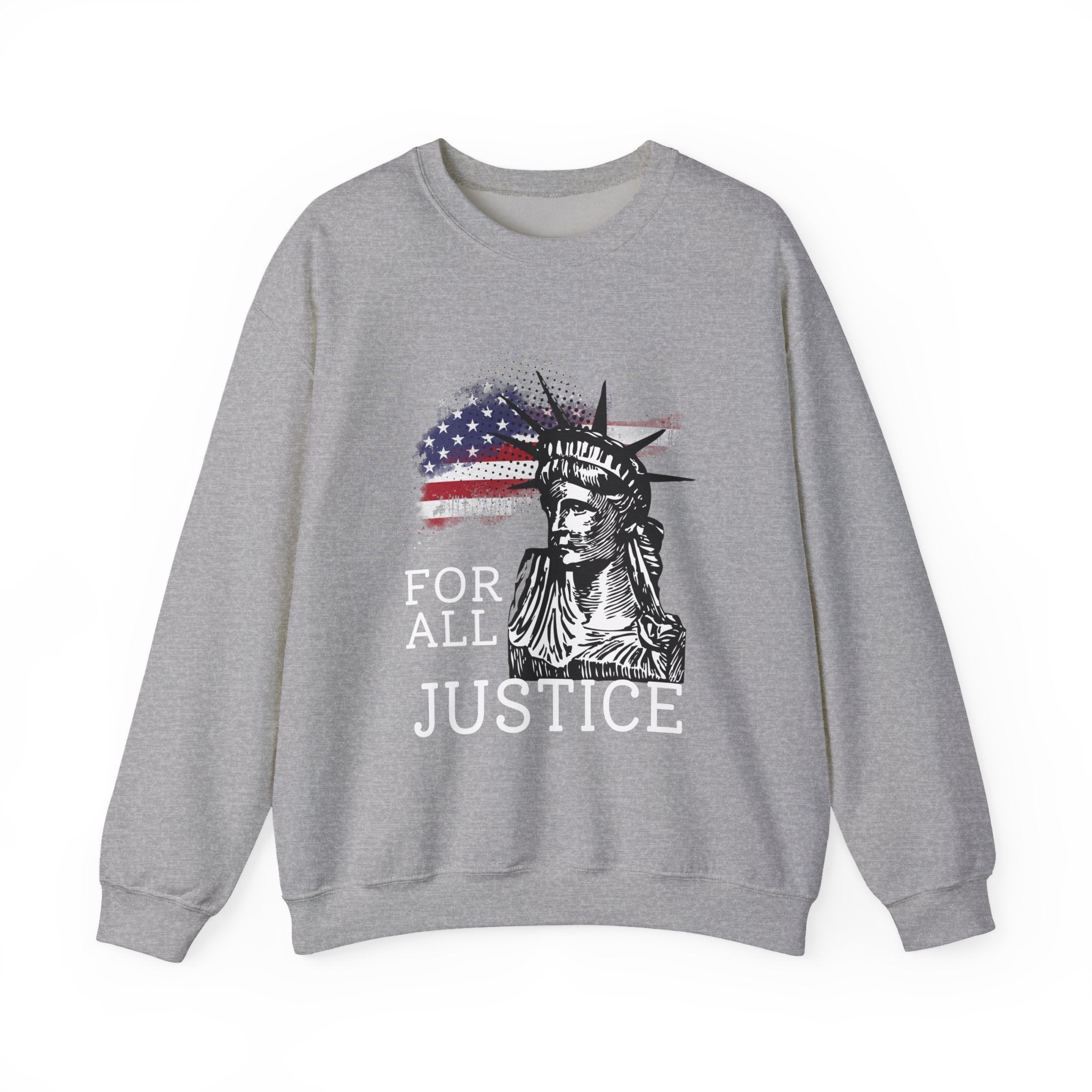 Justice Crewneck Sweatshirt - Unisex Heavy Blend, Patriotic Apparel, Comfortable Gift for Activists, USA Theme, Everyday Wear