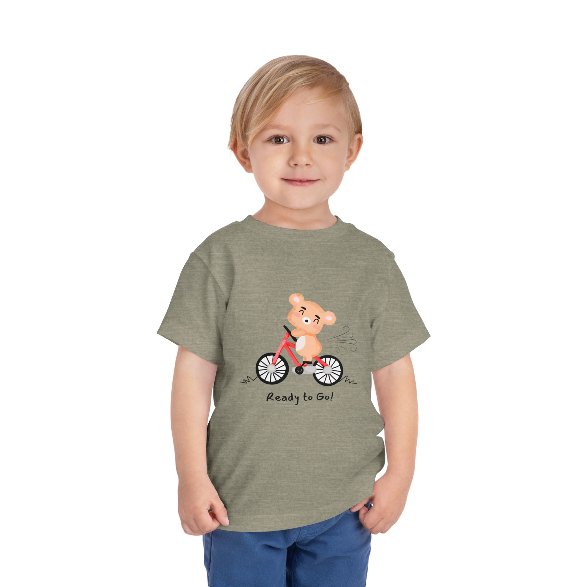 Cute Toddler Short Sleeve Tee - "Ready to Go!" Kids Shirt, Summer Outfit, Playful Apparel, Gift for Kids, Bicycle Design