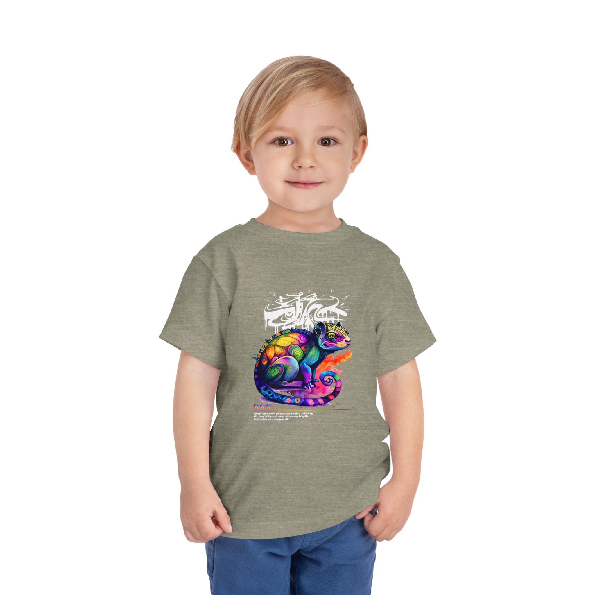 Colorful Chameleon Toddler Tee, Fun Kids Shirt, Vibrant Short Sleeve Tee, Birthday Gift, Summer Outfit, Playdate Wear