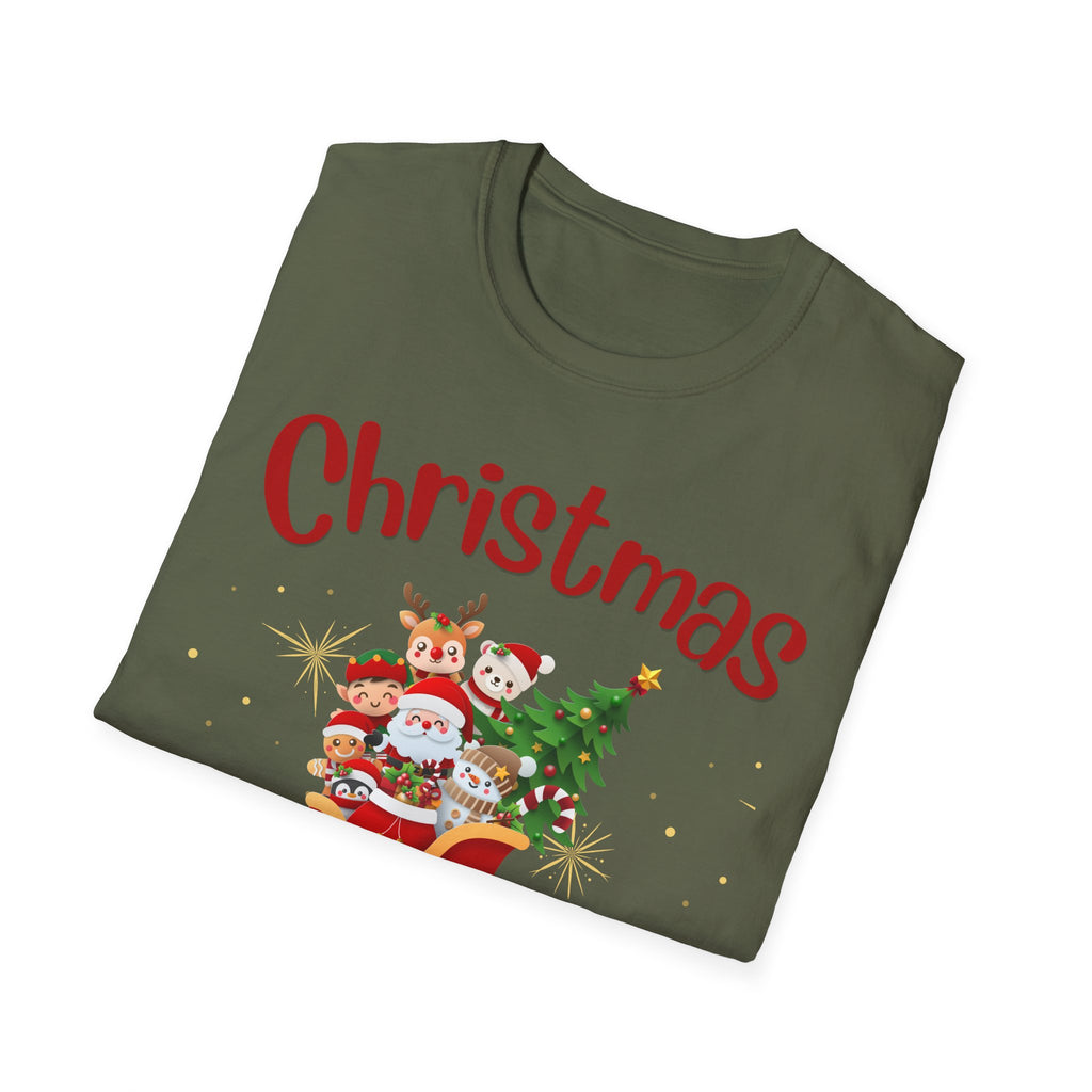 Christmas Themed Unisex Softstyle T-Shirt, Holiday Apparel, Festive Tee, Christmas Gift, Family Gatherings, Ugly Sweater Alternative