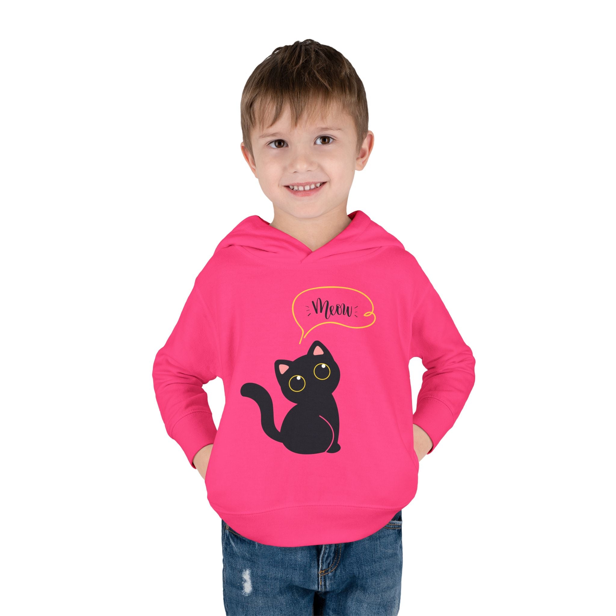 Black Cat Toddler Fleece Hoodie, Cute Kids Pullover, Cat Lover Gift, Birthday Present, Cozy Toddler Clothes