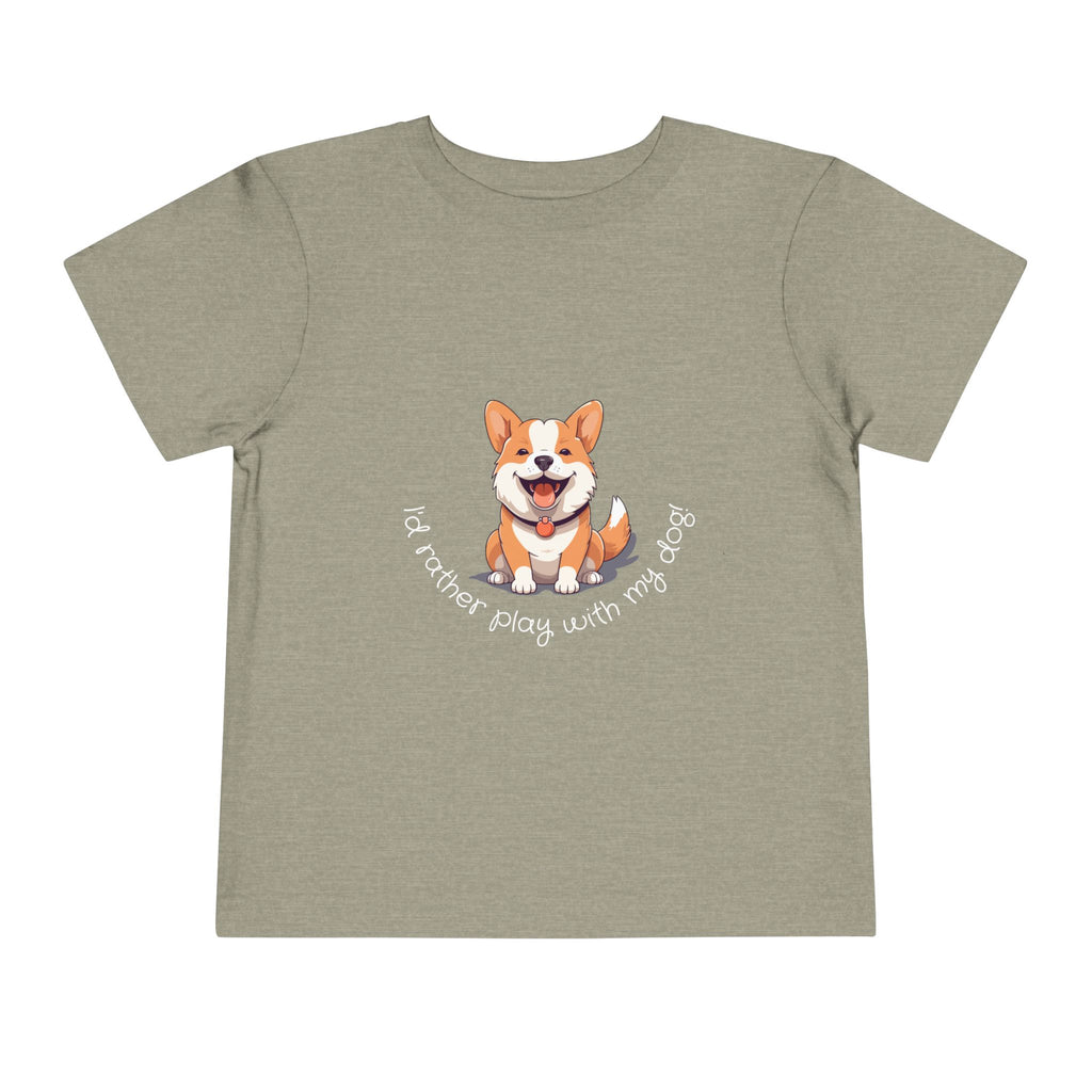 Cute Dog Lover Toddler Tee, I'd Rather Play with My Dog, Perfect for Dog Lovers, Birthday, Gift for Kids, Everyday Wear
