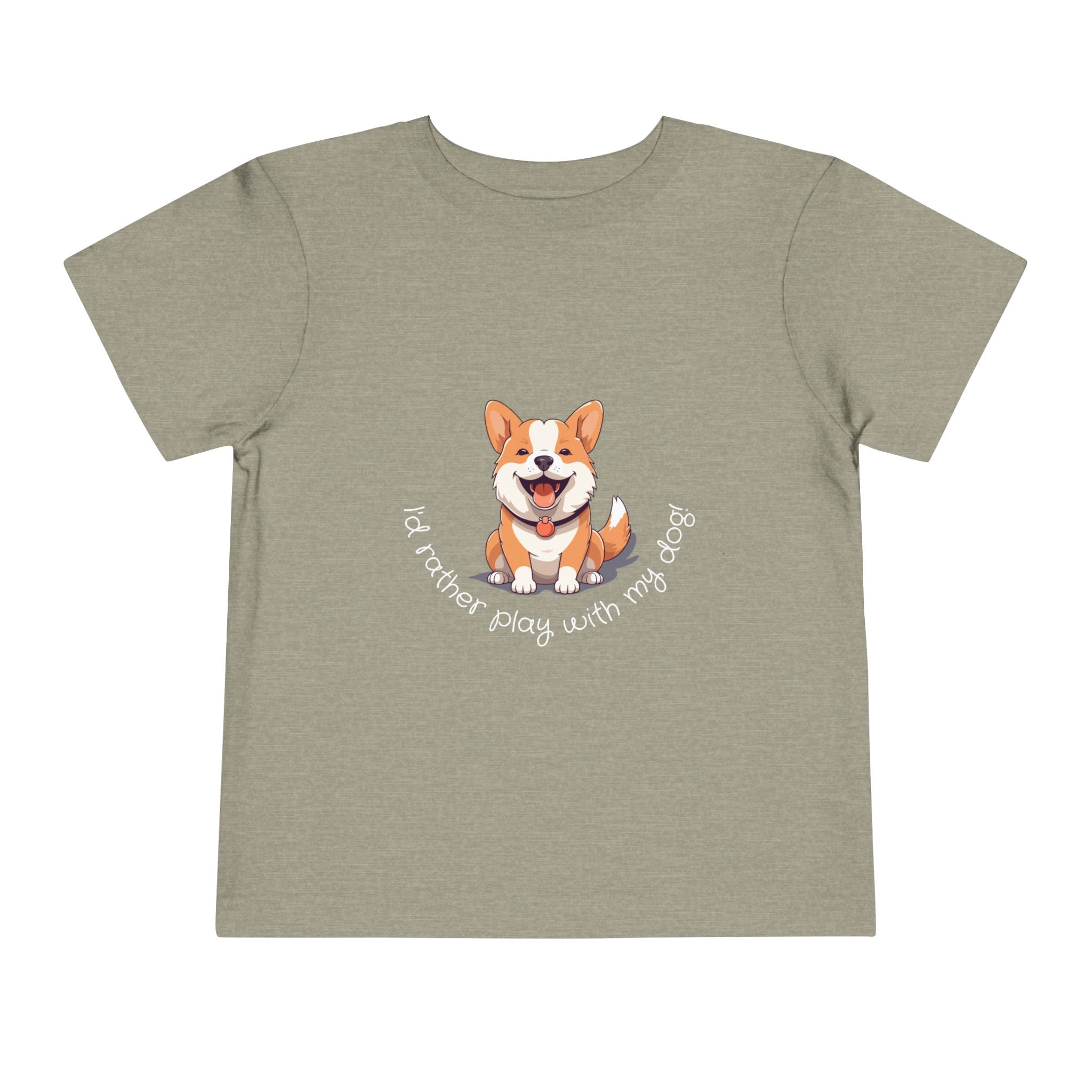 Cute Dog Lover Toddler Tee, I'd Rather Play with My Dog, Perfect for Dog Lovers, Birthday, Gift for Kids, Everyday Wear