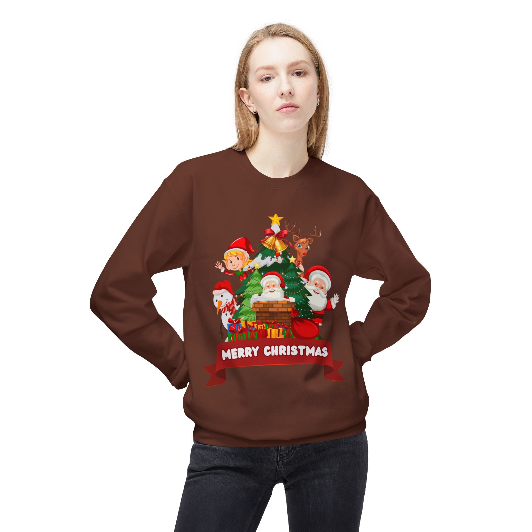 Festive Christmas Sweatshirt, Cozy Holiday Crewneck, Merry Christmas Gift, Family Matching Sweatshirt, Winter Apparel, Santa Design