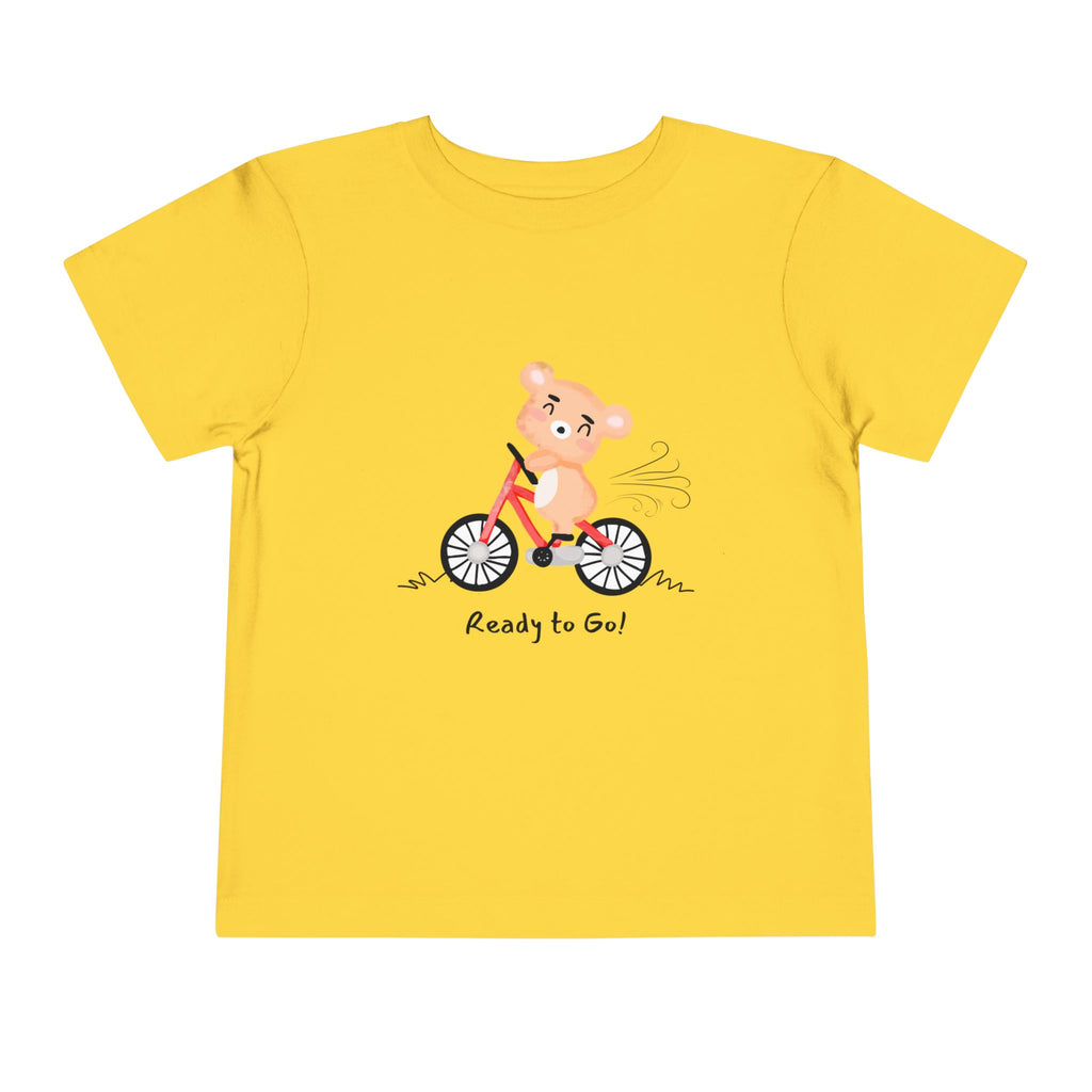 Cute Toddler Short Sleeve Tee - "Ready to Go!" Kids Shirt, Summer Outfit, Playful Apparel, Gift for Kids, Bicycle Design