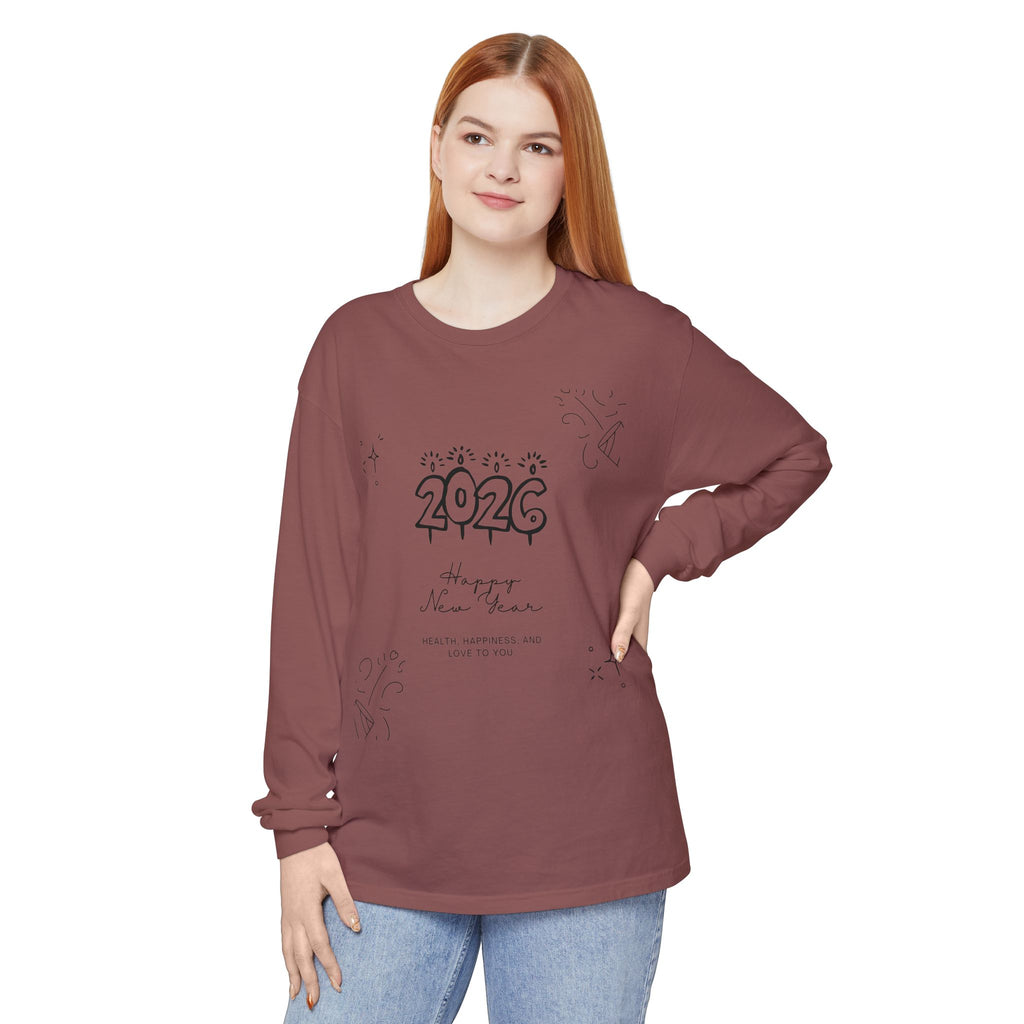 2026 Happy New Year Long Sleeve T-Shirt | Cozy Holiday Top, Unisex Style, Celebration Apparel, Gift for Him/Her, Festive Fashion