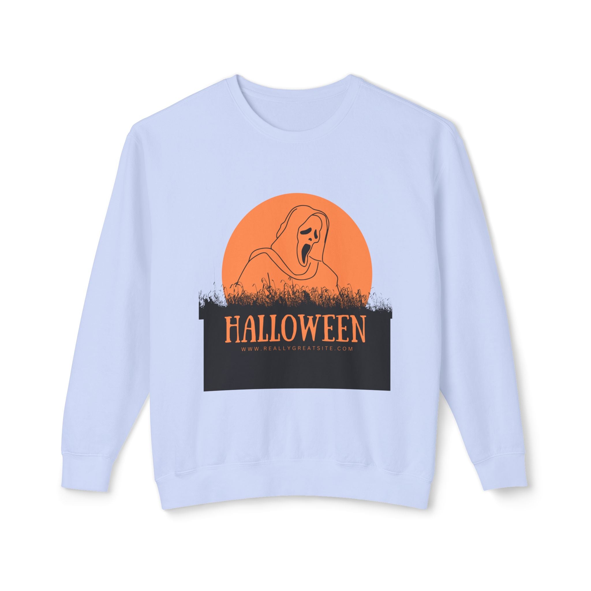 Halloween Ghost Unisex Lightweight Crewneck Sweatshirt, Fall Fashion, Cozy Gift, Halloween Party, Spooky Season Apparel