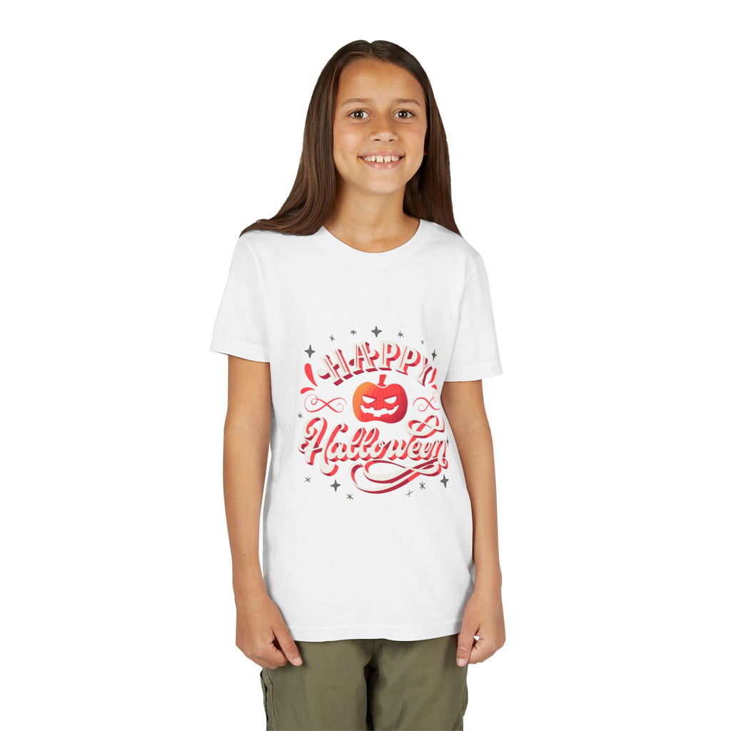 Halloween Youth Short Sleeve Tee, Kids Halloween T-Shirt, Pumpkin Graphic Tee, Spooky Season Clothes, Trick or Treat Shirt