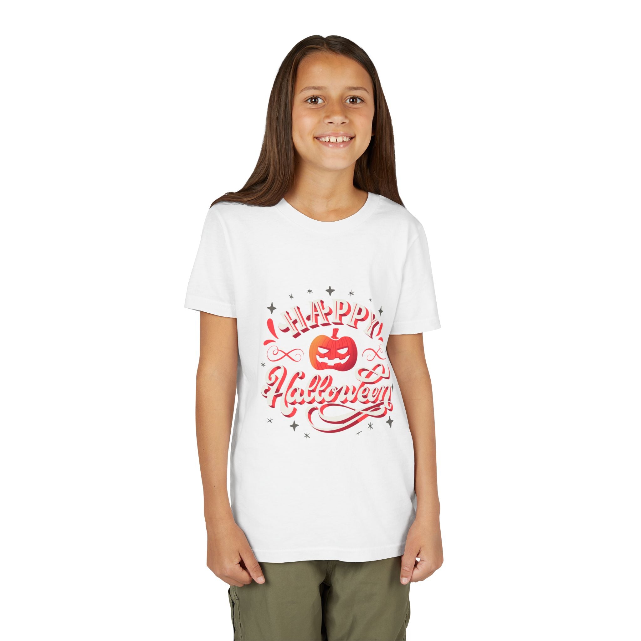 Halloween Youth Short Sleeve Tee, Kids Halloween T-Shirt, Pumpkin Graphic Tee, Spooky Season Clothes, Trick or Treat Shirt