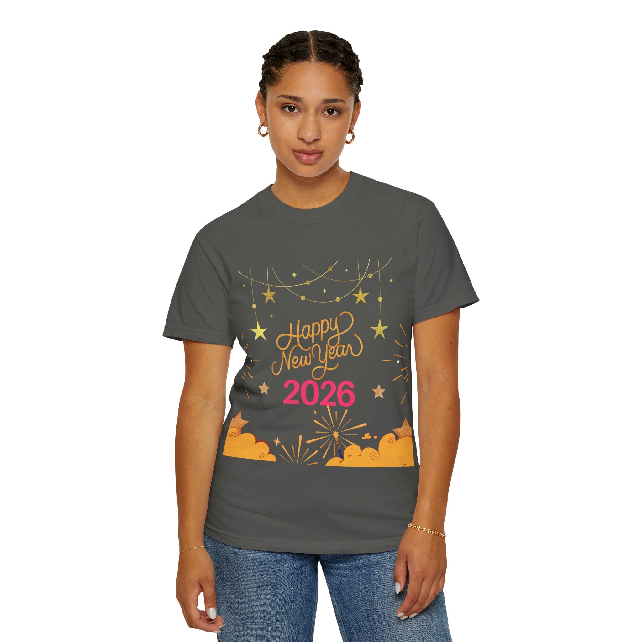 New Year Celebration T-Shirt | Unisex Garment-Dyed Tee with Happy New Year 2026 Design, Festive Apparel, Holiday Gift, Party Wear
