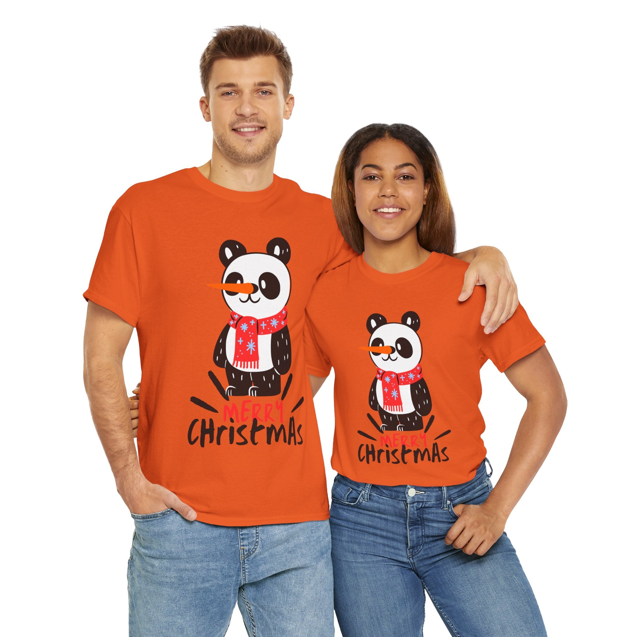 Cute Merry Christmas Panda Tee for Holiday Cheer, Unisex Cotton T-Shirt, Fun Gift for Him & Her, Christmas Apparel, Winter Gathering