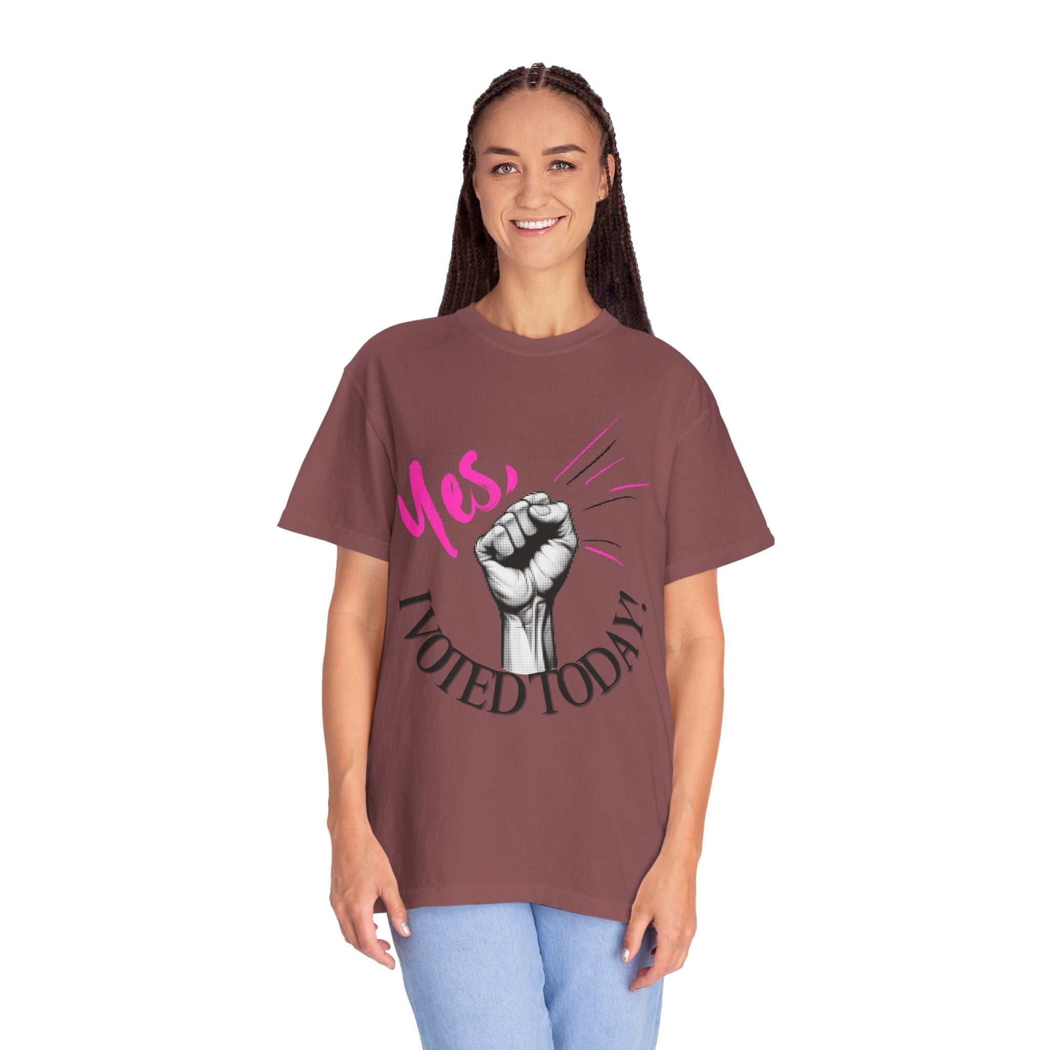 Empowering Voting T-shirt, Yes I Voted Today Tee, Unisex Garment-Dyed Shirt, Election Day Apparel, Civic Engagement Top