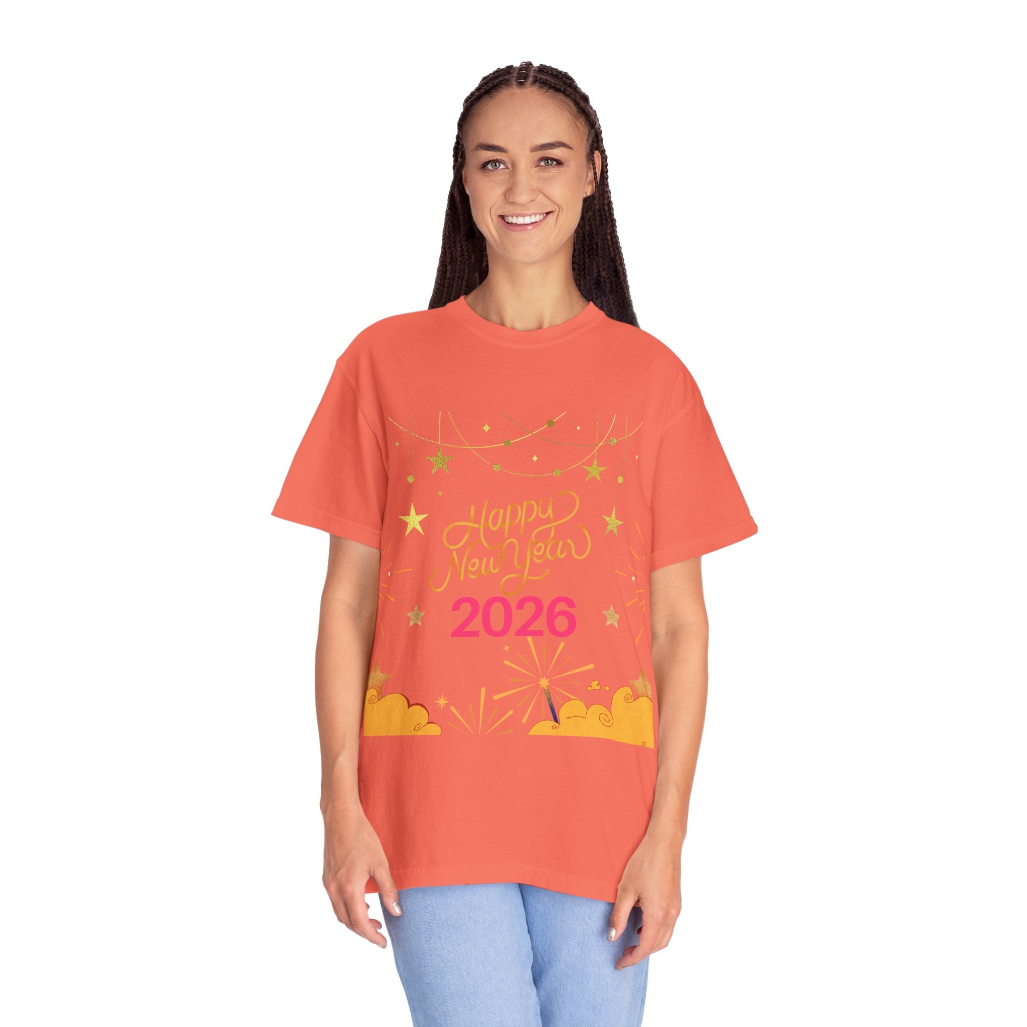 New Year Celebration T-Shirt | Unisex Garment-Dyed Tee with Happy New Year 2026 Design, Festive Apparel, Holiday Gift, Party Wear