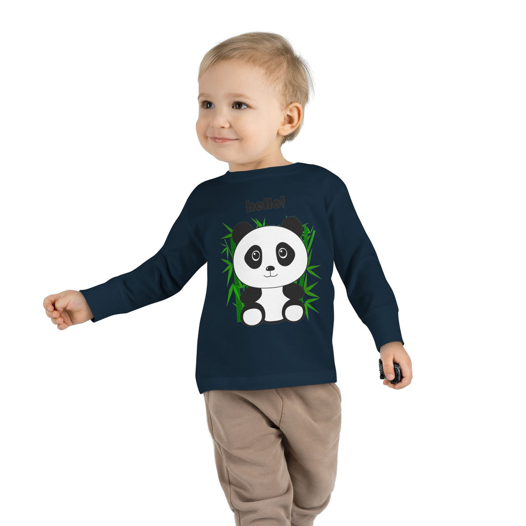 Adorable Panda Toddler Long Sleeve Tee, Cute Kids Shirt, Baby Shower Gift, Birthday, Everyday Wear, Comfortable Kids Apparel