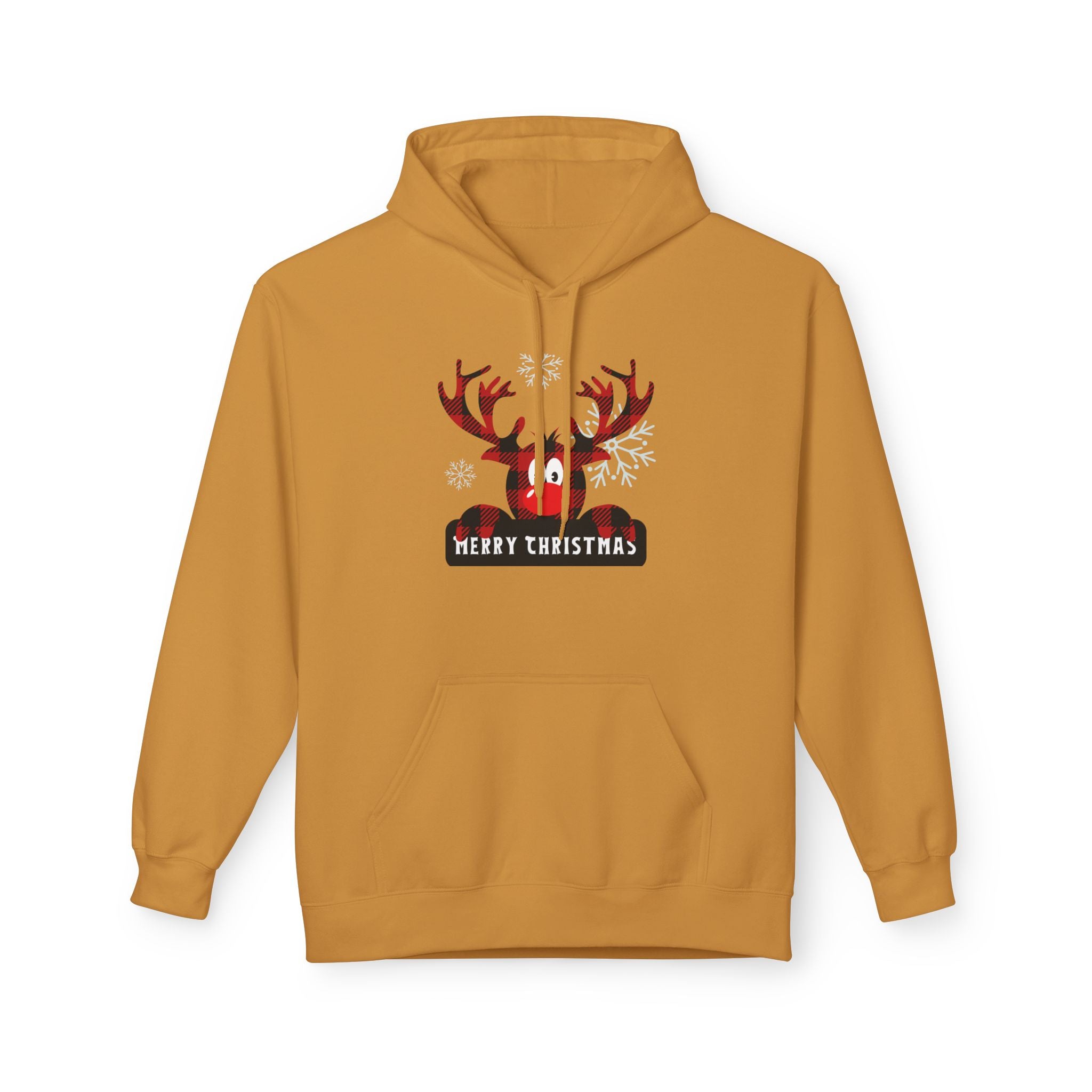 Christmas Reindeer Fleece Hoodie - Unisex, Cozy Winter Wear, Holiday Gift, Festive Apparel, Merry Christmas Hoodie