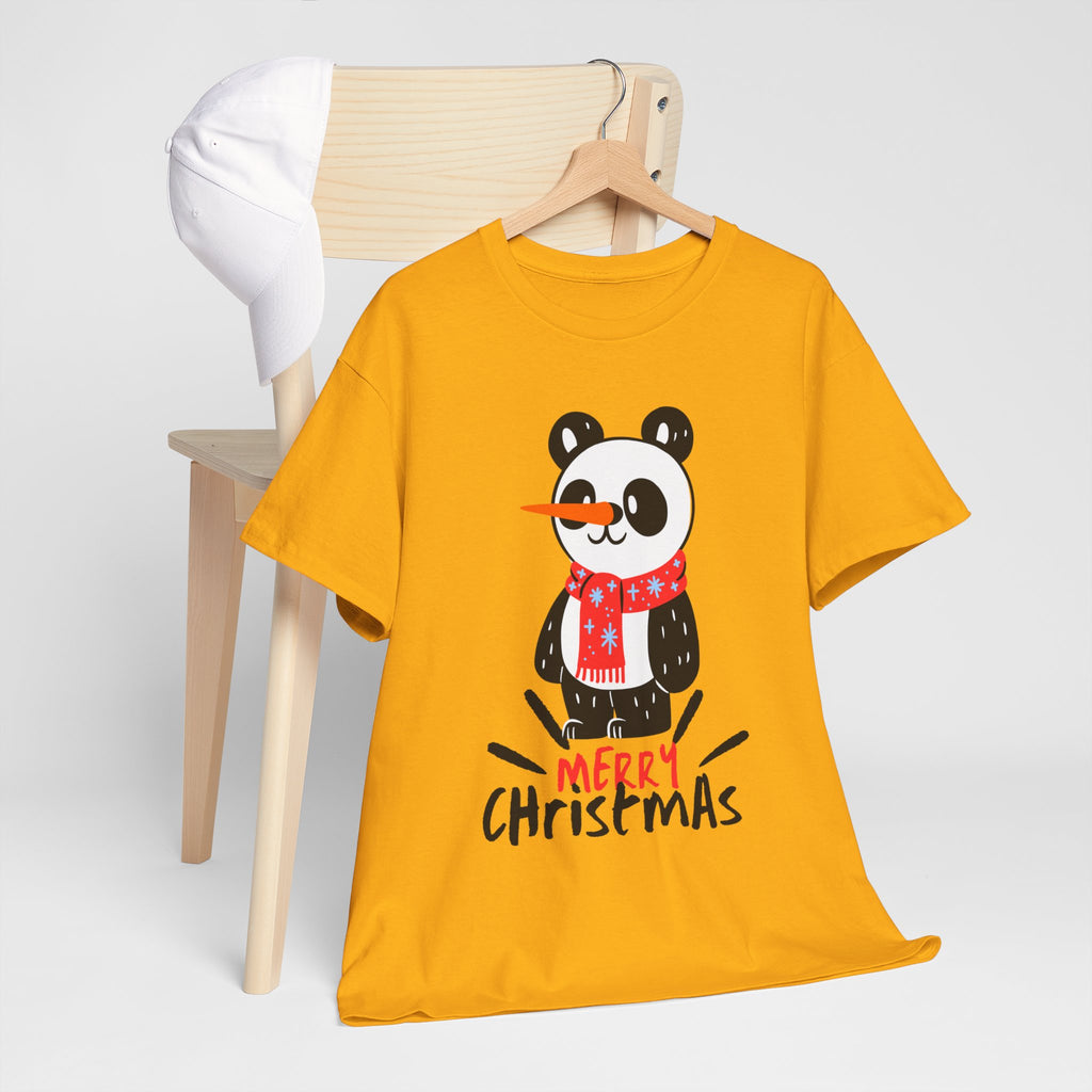 Cute Merry Christmas Panda Tee for Holiday Cheer, Unisex Cotton T-Shirt, Fun Gift for Him & Her, Christmas Apparel, Winter Gathering