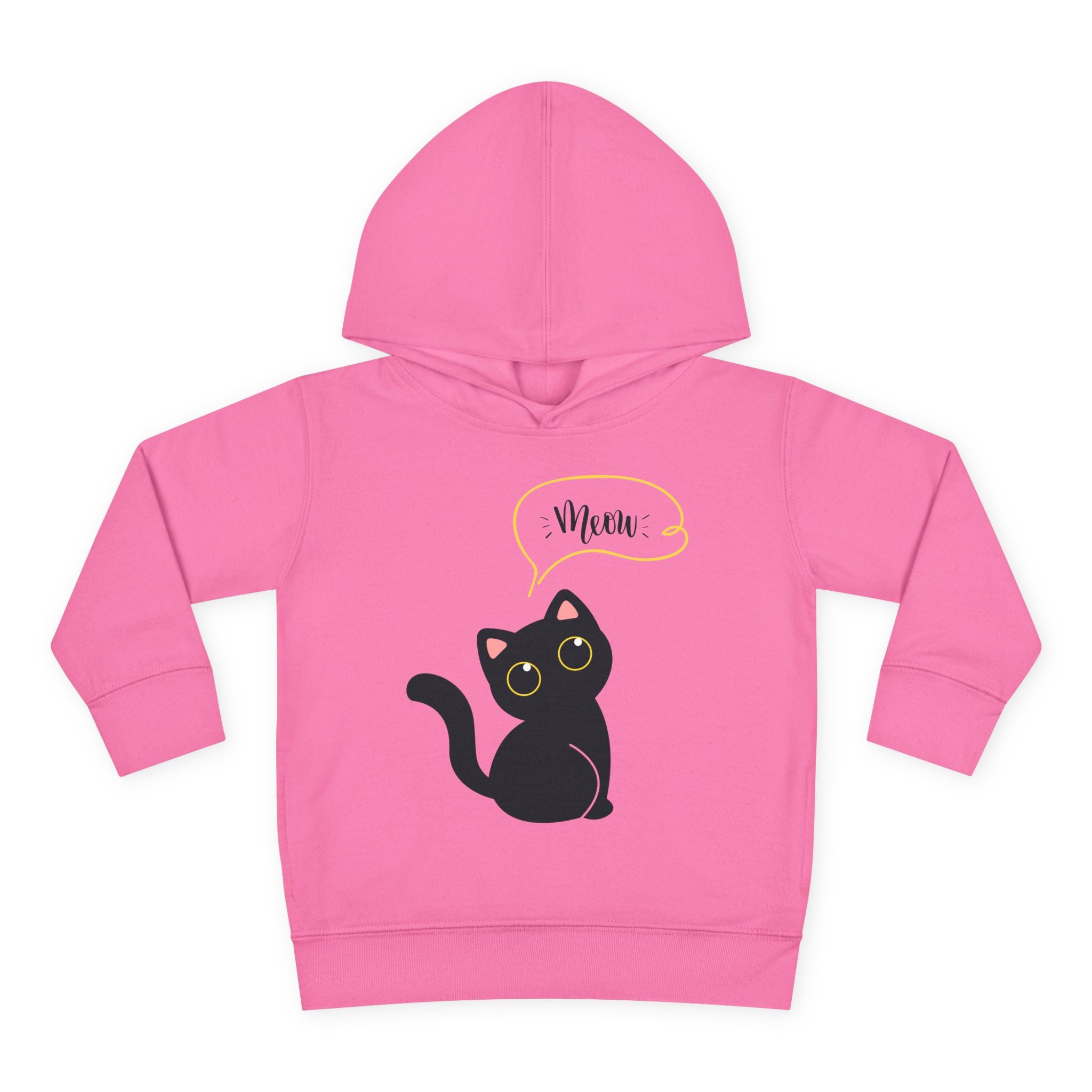 Black Cat Toddler Fleece Hoodie, Cute Kids Pullover, Cat Lover Gift, Birthday Present, Cozy Toddler Clothes