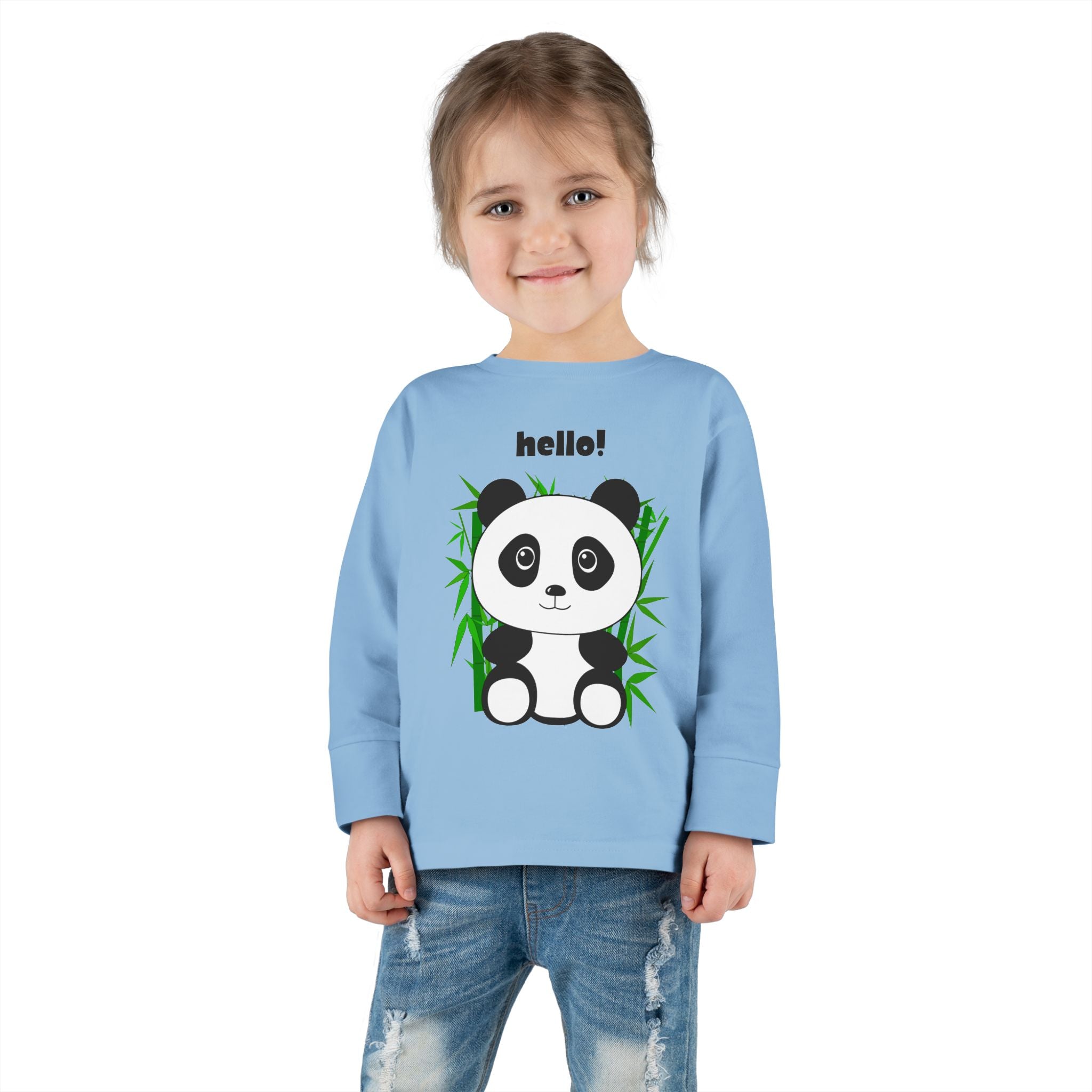 Adorable Panda Toddler Long Sleeve Tee, Cute Kids Shirt, Baby Shower Gift, Birthday, Everyday Wear, Comfortable Kids Apparel