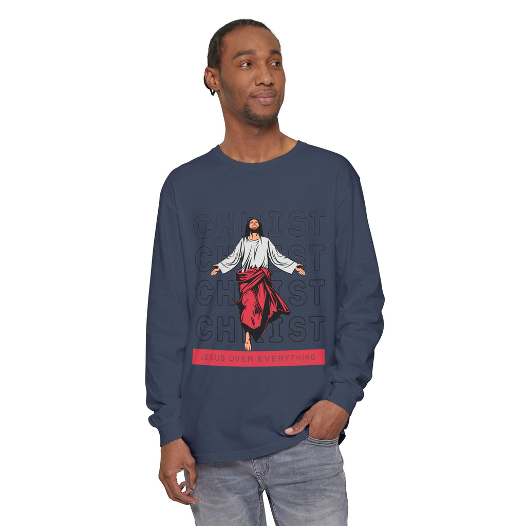 Unisex Long Sleeve T-Shirt - Jesus Over Everything, Christian Apparel, Faith-Based Gift, Spiritual Wear, Gospel Fashion