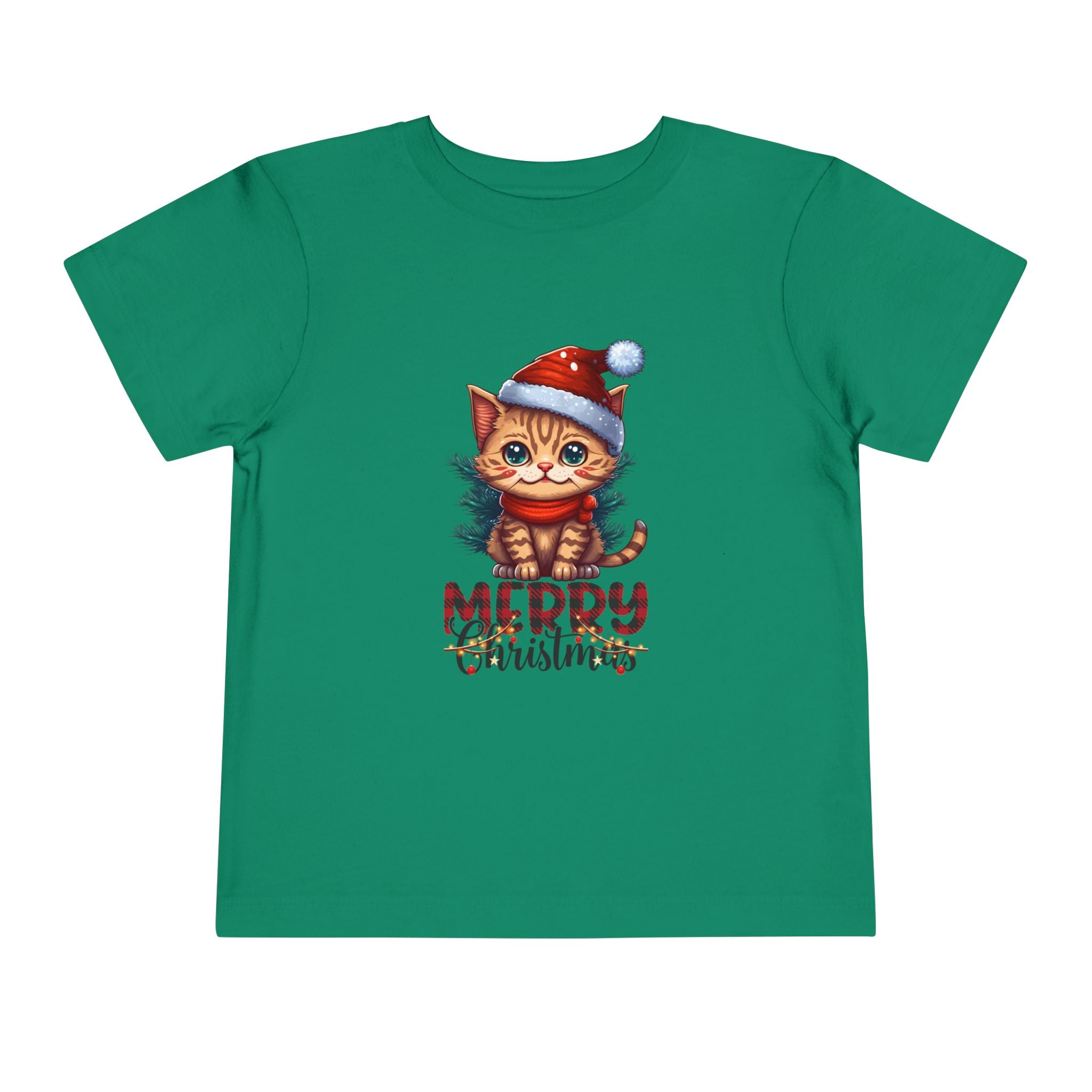 Cute Christmas Cat Tee for Toddlers, Holiday Shirt, Gift for Kids, Merry Christmas Tee, Fun Winter Wear, Festive Toddler Outfit