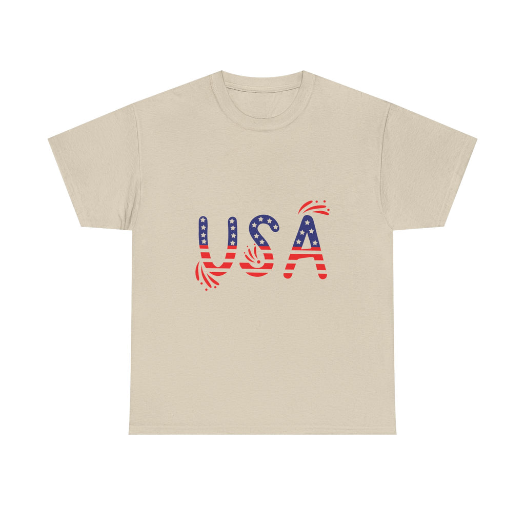 Patriotic USA Tee - Unisex Heavy Cotton T-Shirt for Independence Day, Barbecues, Festivals, Casual Wear, Gift
