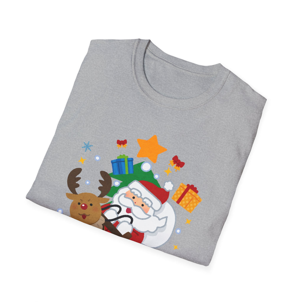 Festive Santa T-Shirt with Merry Christmas Design, Unisex Holiday Tee, Christmas Gift, Family Gathering Apparel, Cozy Winter Wear