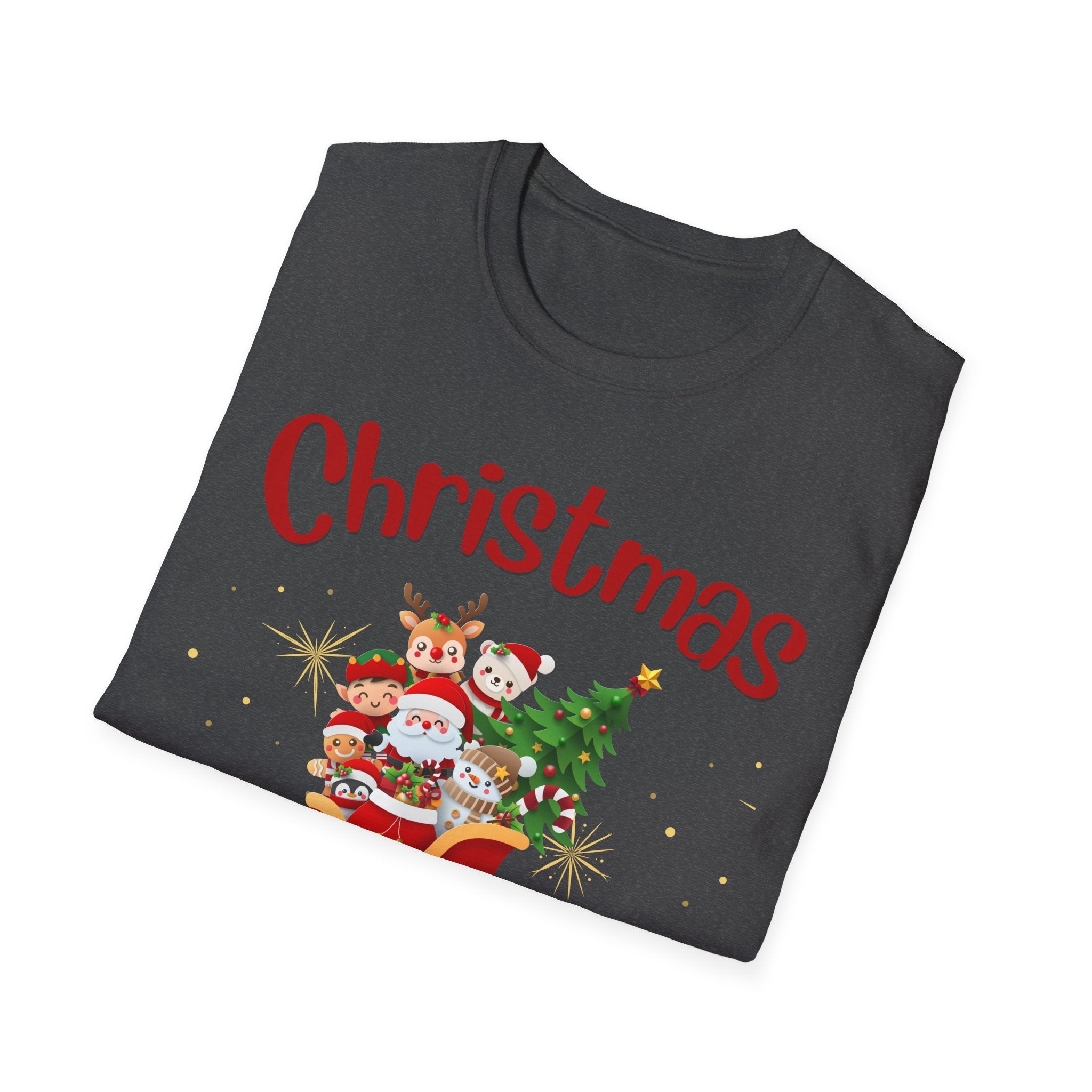 Christmas Themed Unisex Softstyle T-Shirt, Holiday Apparel, Festive Tee, Christmas Gift, Family Gatherings, Ugly Sweater Alternative