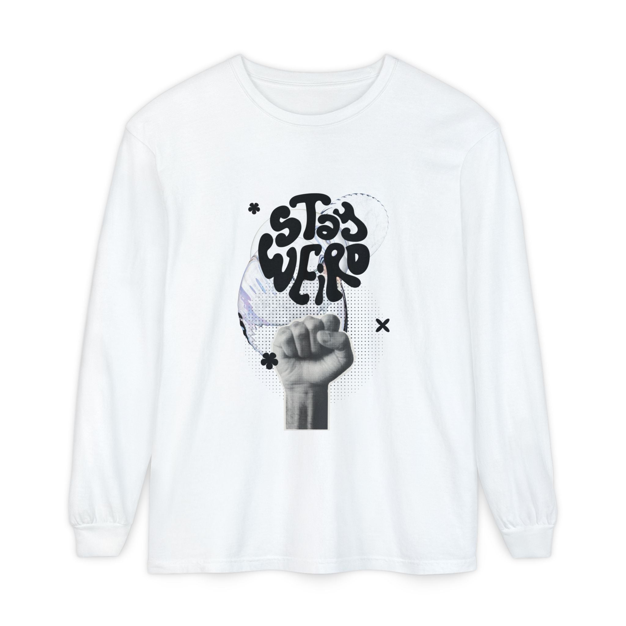 Unisex Long Sleeve T-Shirt with Stay Weird Graphic, Trendy Apparel, Casual Wear, Gift for Creative Souls, Summer Tee, Unique Style