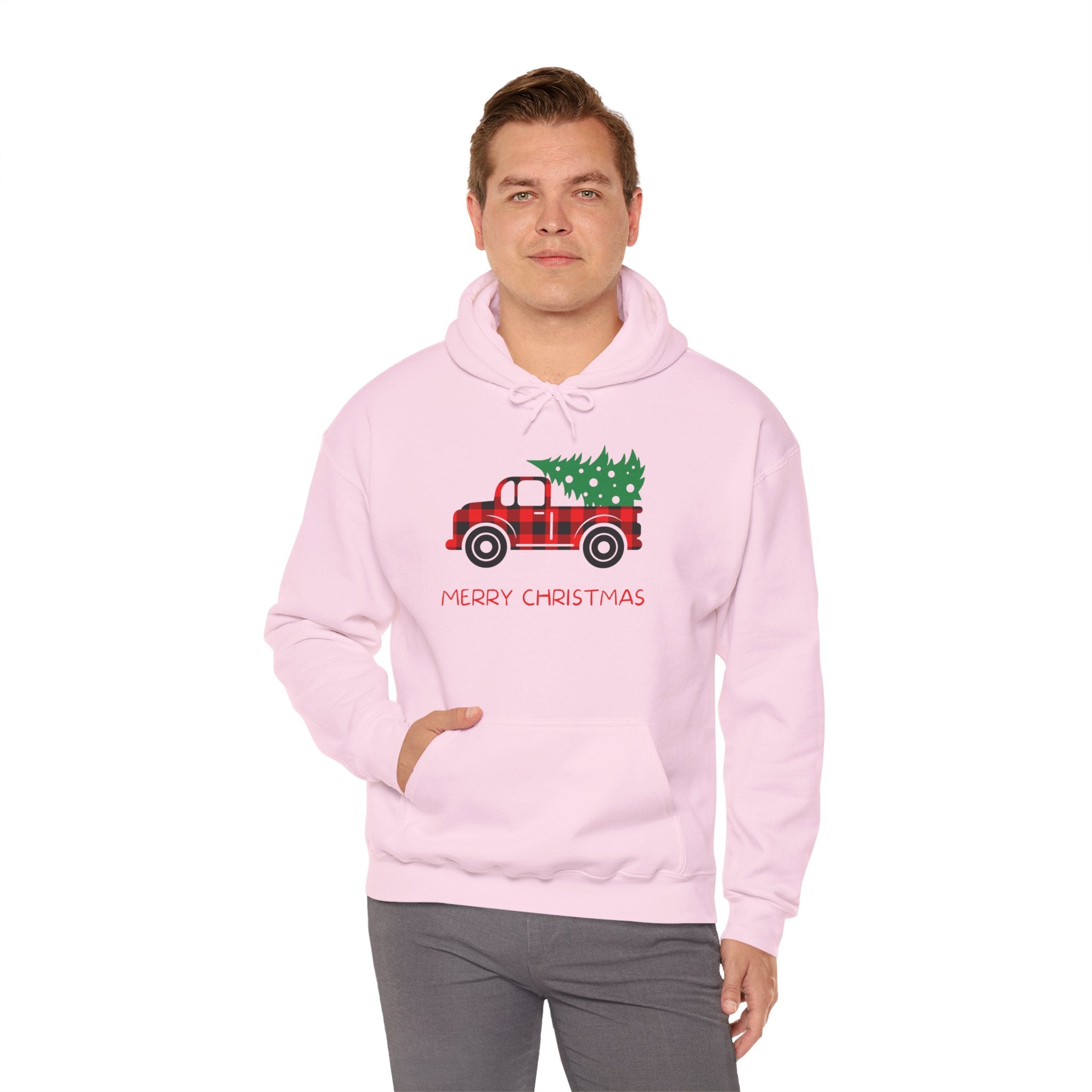 Merry Christmas Truck Hoodie, Festive Sweatshirt, Holiday Gift, Cozy Winter Apparel, Unisex Christmas Wear