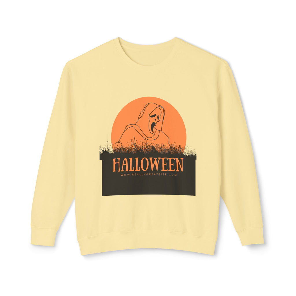 Halloween Ghost Unisex Lightweight Crewneck Sweatshirt, Fall Fashion, Cozy Gift, Halloween Party, Spooky Season Apparel