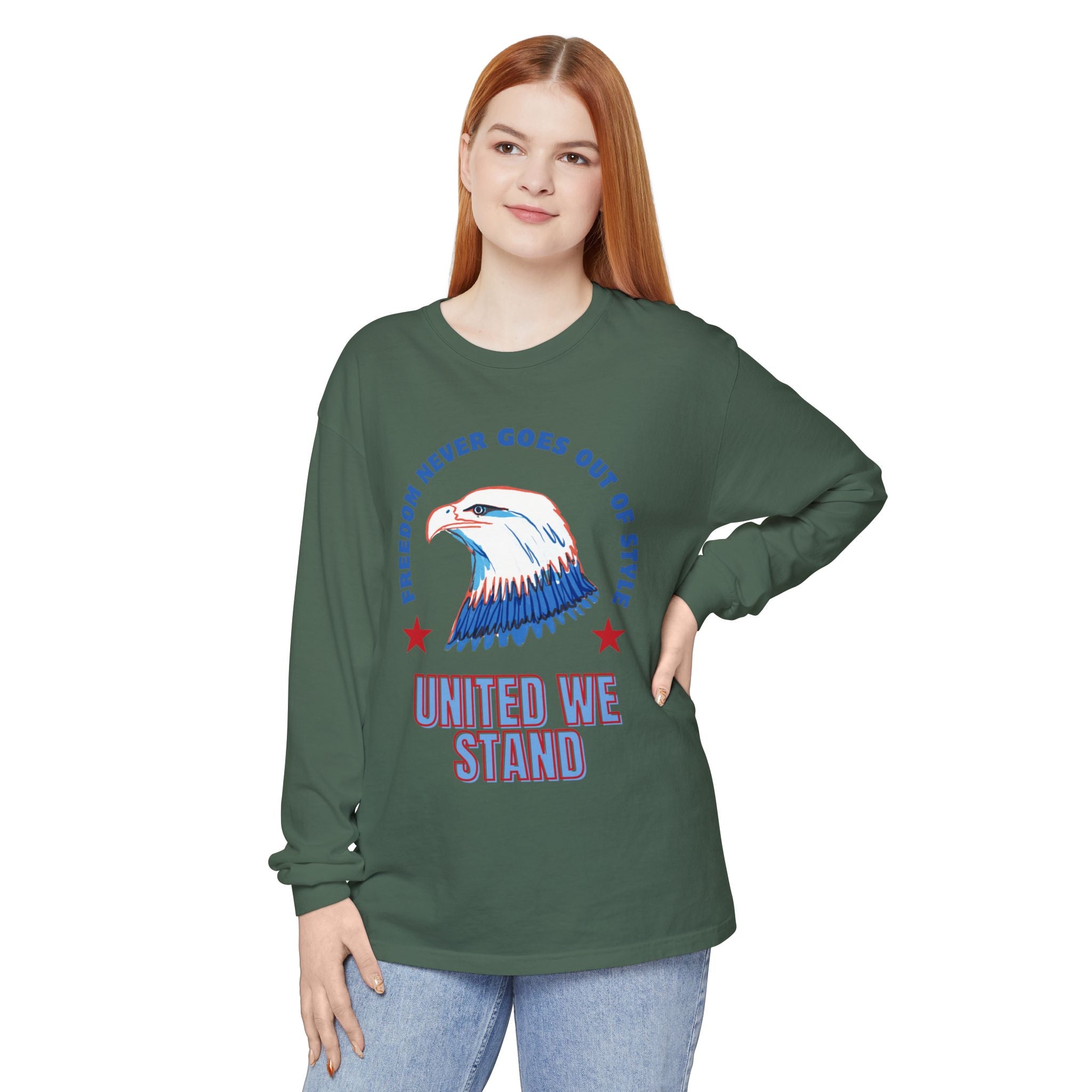 Patriotic Long Sleeve T-Shirt Perfect for Celebrating Holidays, Independence Days