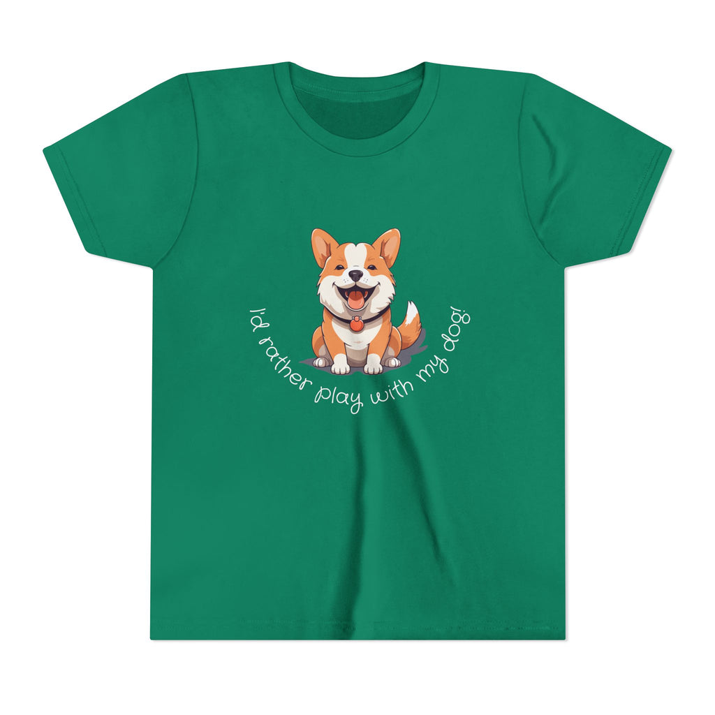 Youth Dog Lover Tee, Kids Corgi Shirt, Playful Dog T-Shirt, Pet Lover Gift, Children's Animal Apparel