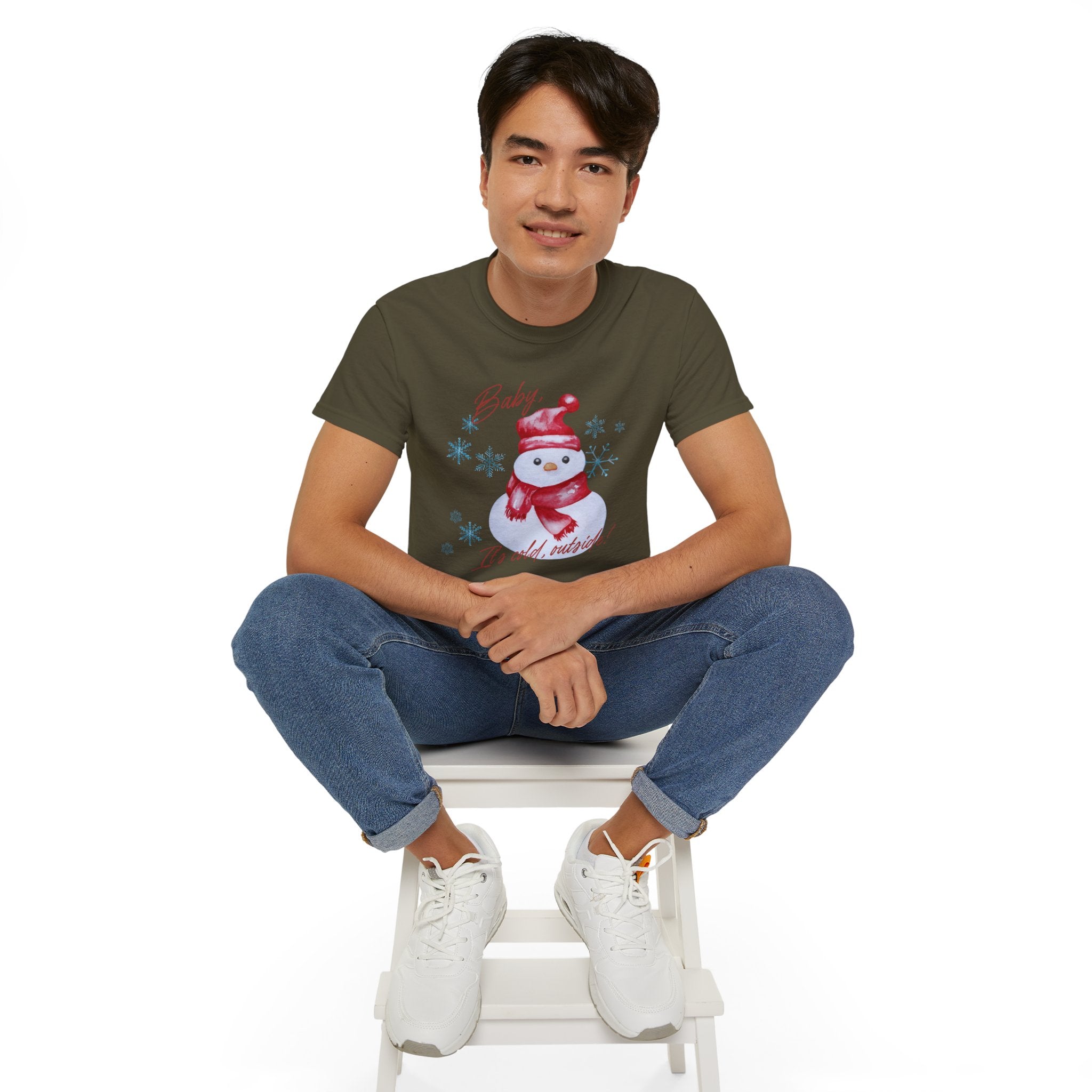 Winter Wonderland Snowman Tee, Unisex Cotton T-Shirt for Holiday Cheer, Christmas Party, Gift, Cozy Winter Apparel