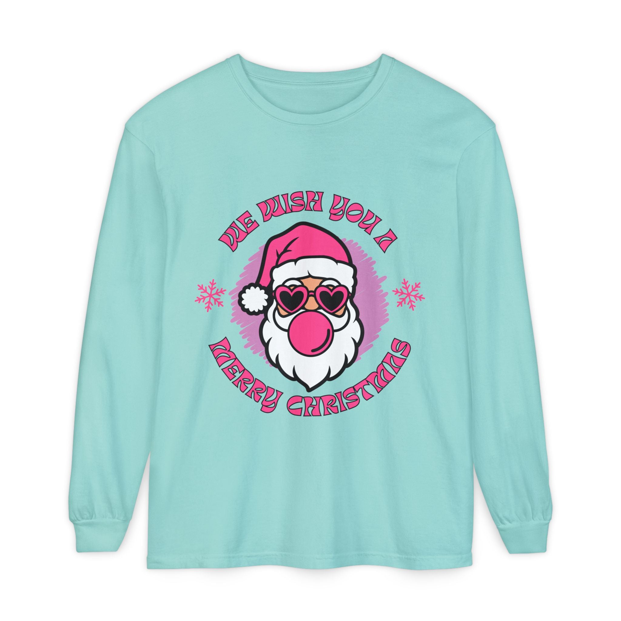 Merry Christmas Long Sleeve T-Shirt, Unisex Festive Tee, Holiday Wear, Santa Design Apparel, Christmas Gift Idea, Relaxed Fit Shirt