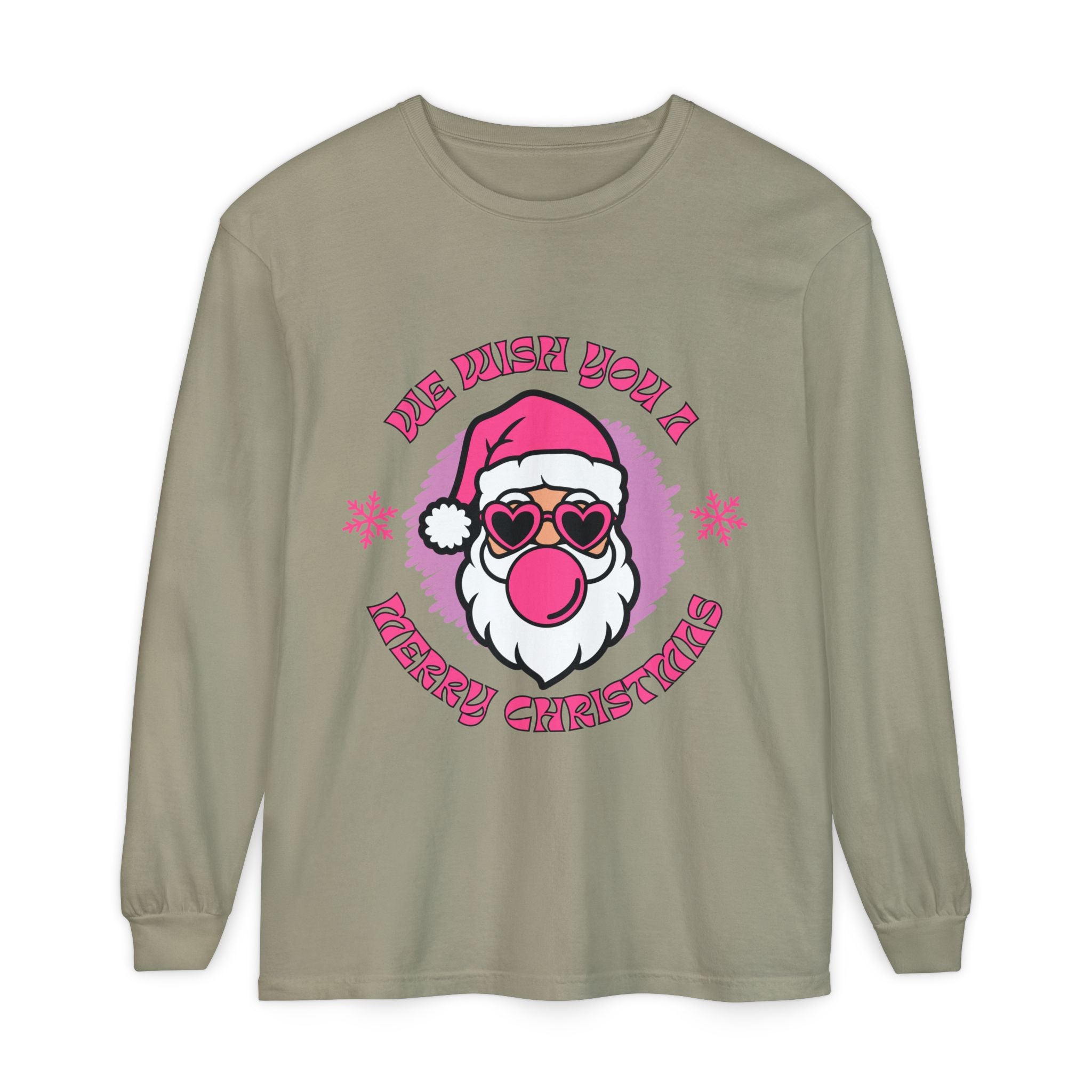 Merry Christmas Long Sleeve T-Shirt, Unisex Festive Tee, Holiday Wear, Santa Design Apparel, Christmas Gift Idea, Relaxed Fit Shirt