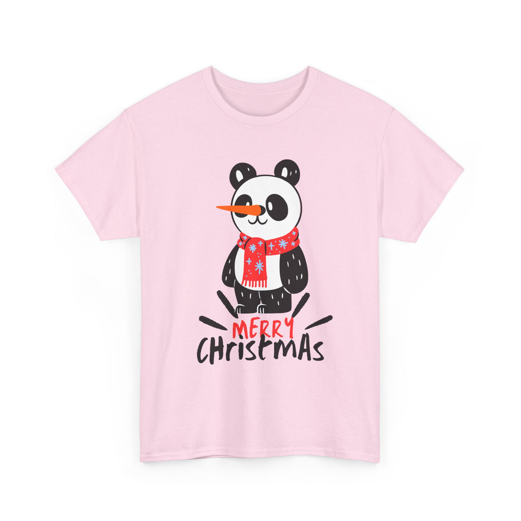 Cute Merry Christmas Panda Tee for Holiday Cheer, Unisex Cotton T-Shirt, Fun Gift for Him & Her, Christmas Apparel, Winter Gathering