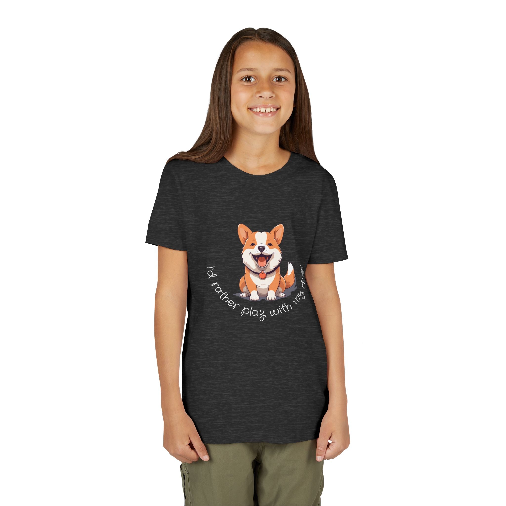 Youth Dog Lover Tee, Kids Corgi Shirt, Playful Dog T-Shirt, Pet Lover Gift, Children's Animal Apparel