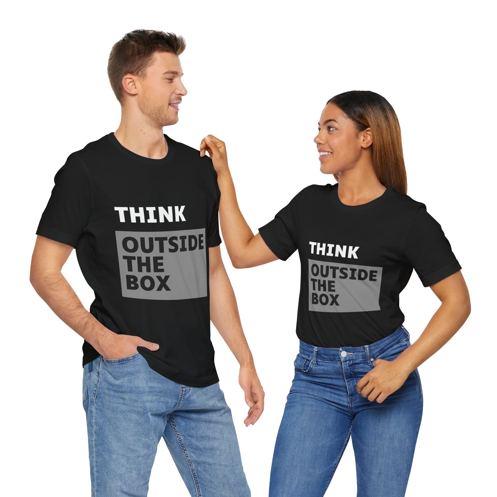 Think Outside the Box Unisex Tee, Short Sleeve T-shirt, Unique Design Shirt, Creative Tee, Unisex Graphic Tee