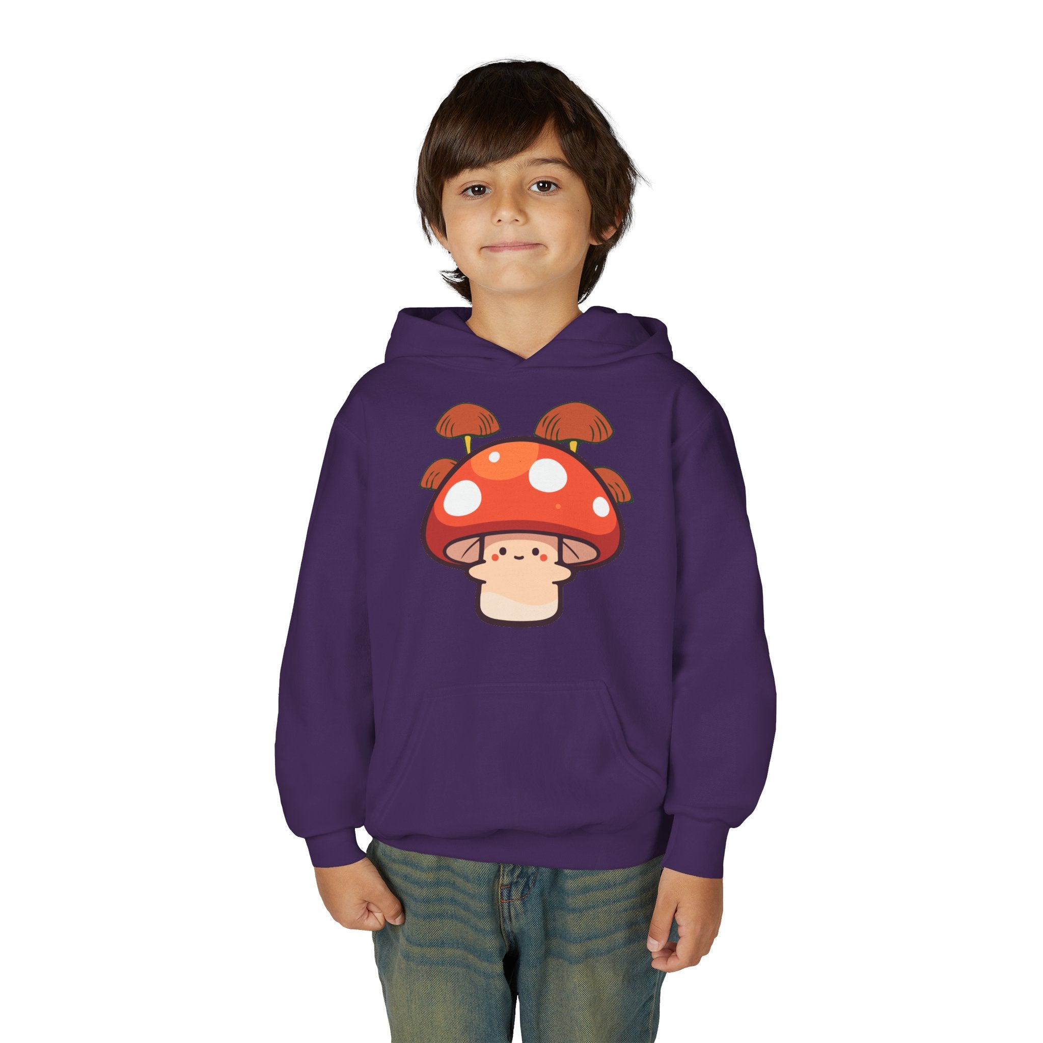 Cute Mushroom Youth Hoodie, Cozy Mushroom Sweatshirt for Kids, Perfect for Fall, Gifts for Young Nature Lovers, Fun Casual Wear