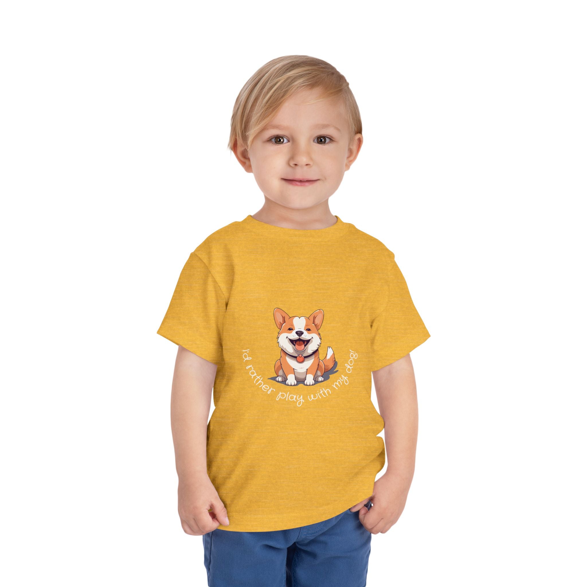 Cute Dog Lover Toddler Tee, I'd Rather Play with My Dog, Perfect for Dog Lovers, Birthday, Gift for Kids, Everyday Wear