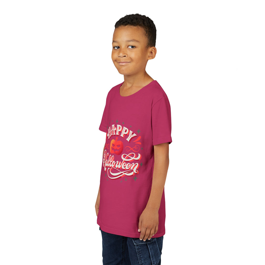 Halloween Youth Short Sleeve Tee, Kids Halloween T-Shirt, Pumpkin Graphic Tee, Spooky Season Clothes, Trick or Treat Shirt