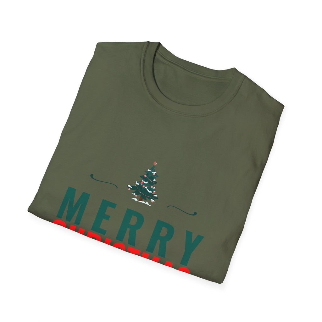 Merry Christmas Unisex Softstyle T-Shirt, Holiday T-Shirt, Christmas Apparel, Festive Tee, New Year Shirt, Gift for Him/Her