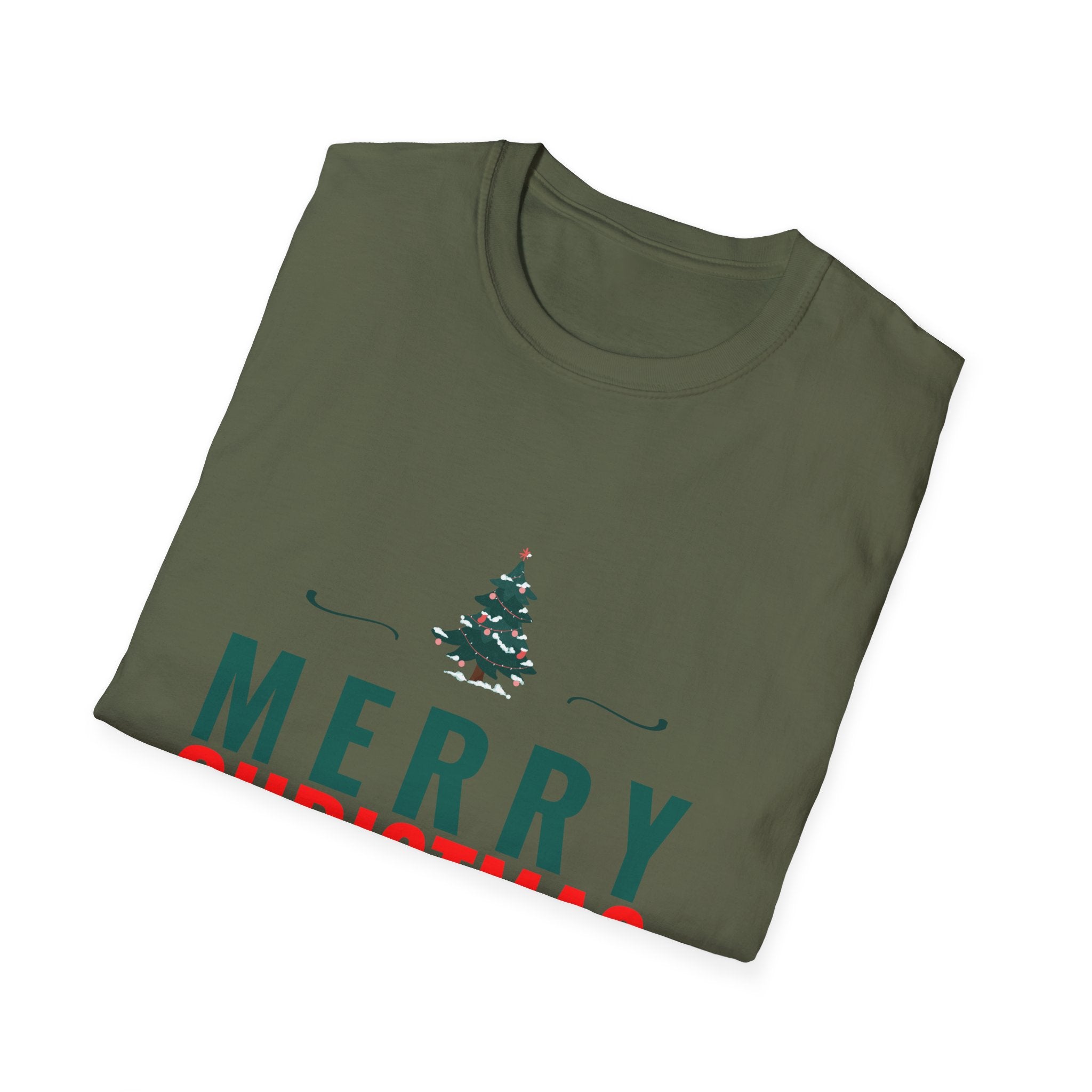 Merry Christmas Unisex Softstyle T-Shirt, Holiday T-Shirt, Christmas Apparel, Festive Tee, New Year Shirt, Gift for Him/Her