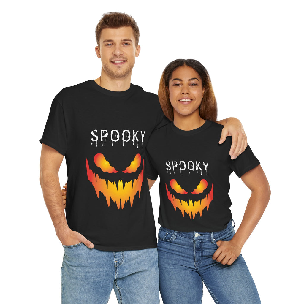 Spooky Unisex Heavy Cotton Tee - Halloween Shirt, Goth Fashion, Casual Wear, Festival Tee, Gift for Horror Fans